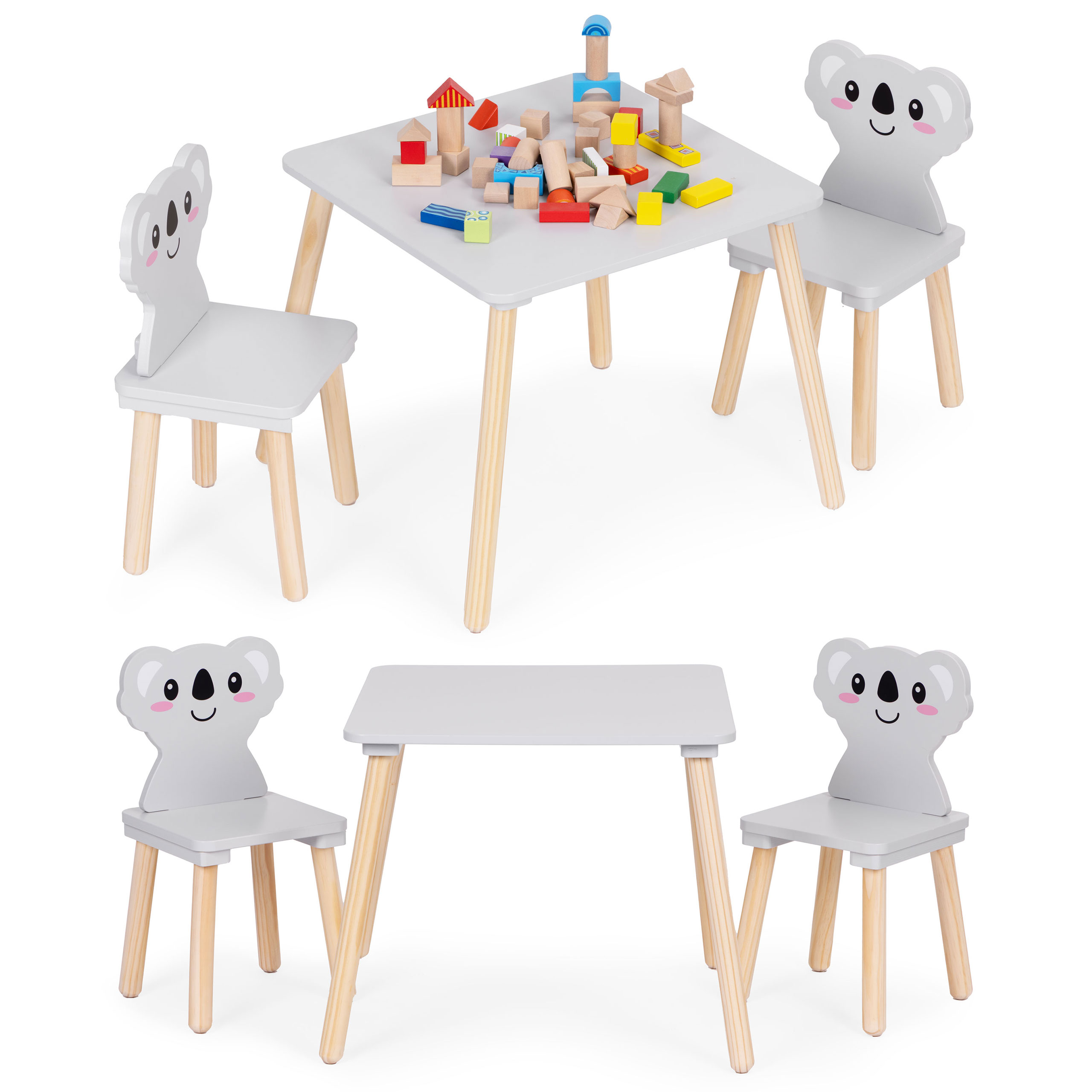 ECOTOYS dječji set namještaja Koala – stol i 2 stolice