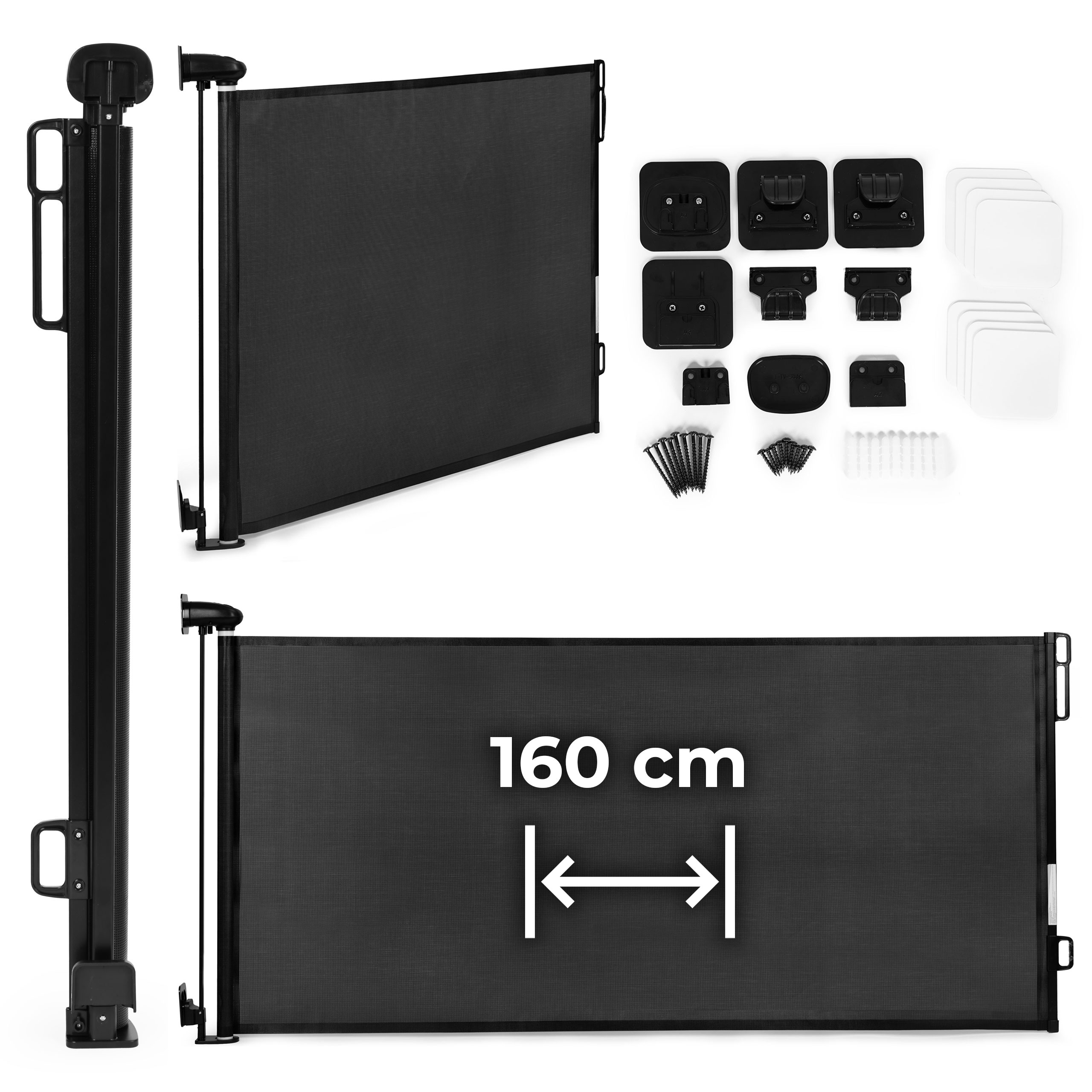 ECOTOYS zaštitna uvlačna sigurnosna ograda 160 cm za stepenice i vrata – crna