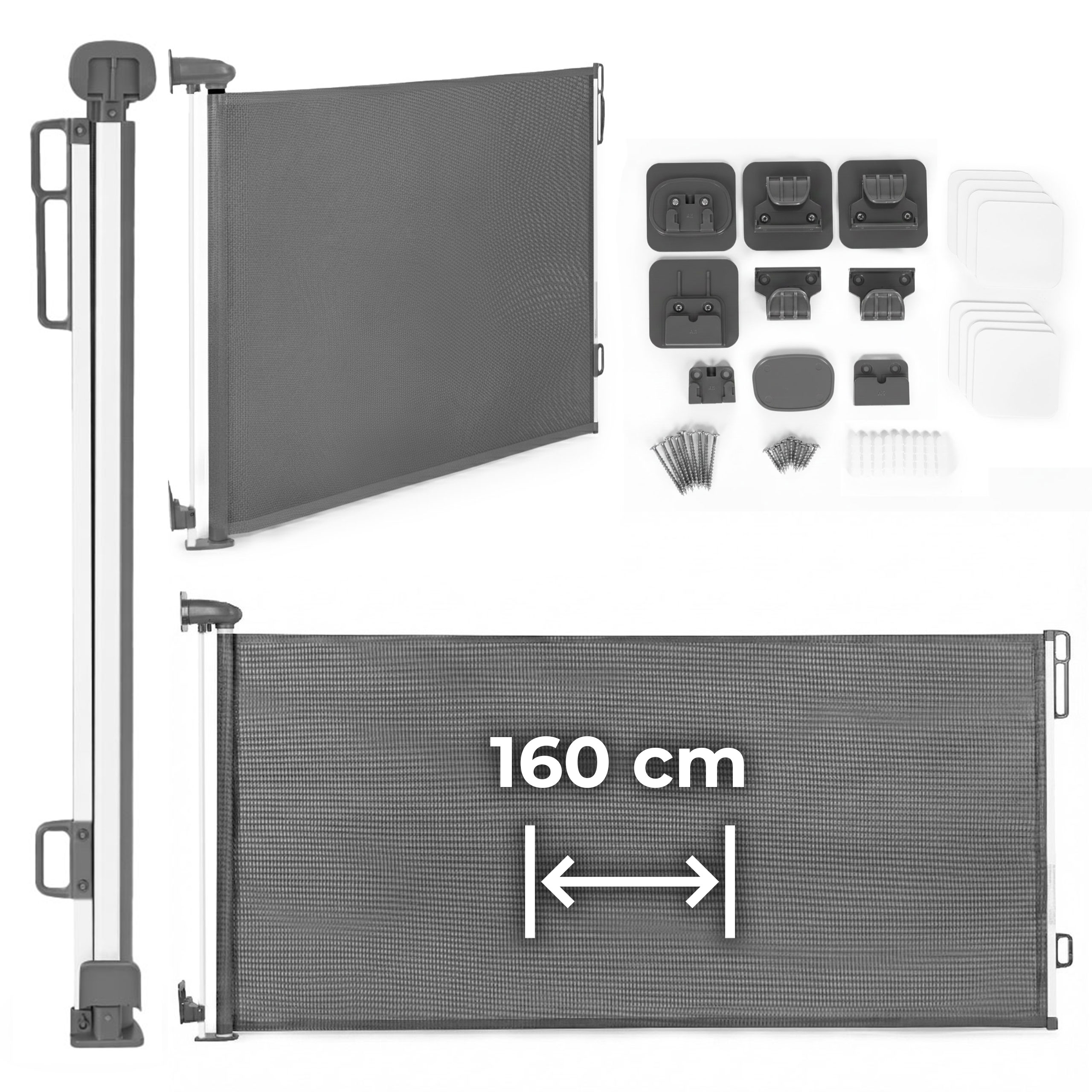 ECOTOYS zaštitna sigurnosna ograda 160 cm za stepenice i vrata – siva