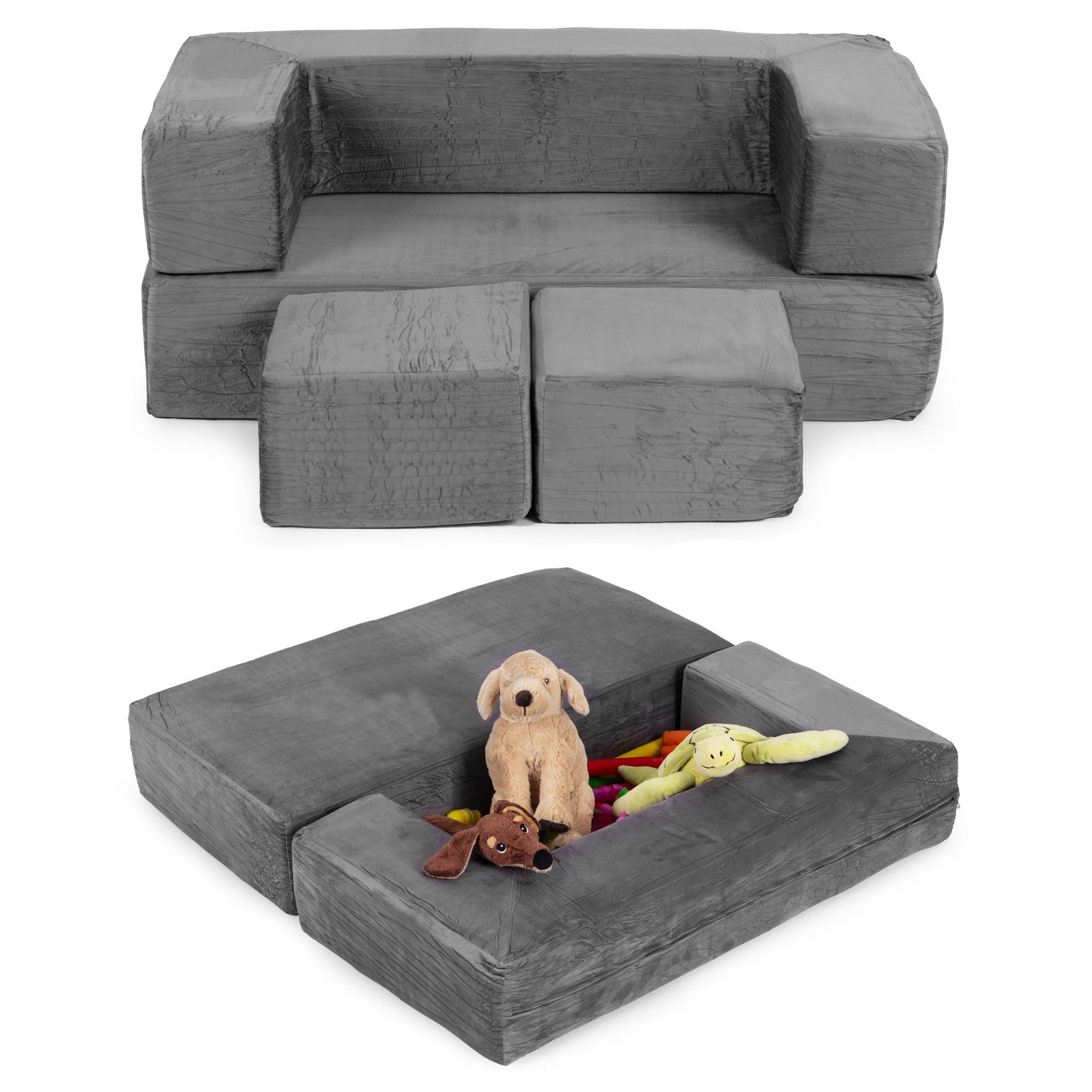 Modularna sklopiva sofa za djecu – 4 mekana jastuka, siva, ECOTOYS