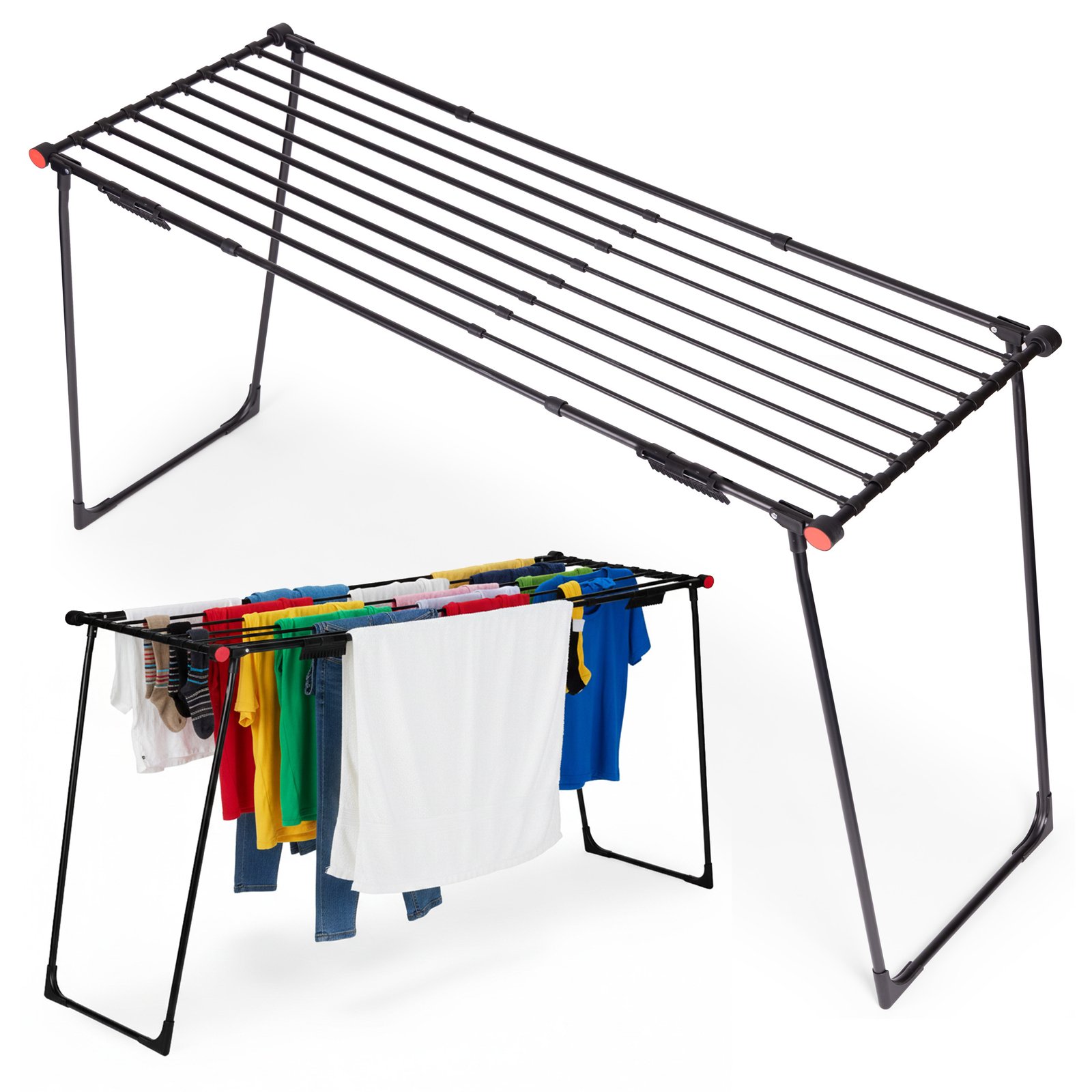 Samostojeća teleskopska izvlačna sušilica za rublje 19 m – sklopiva, crna boja
