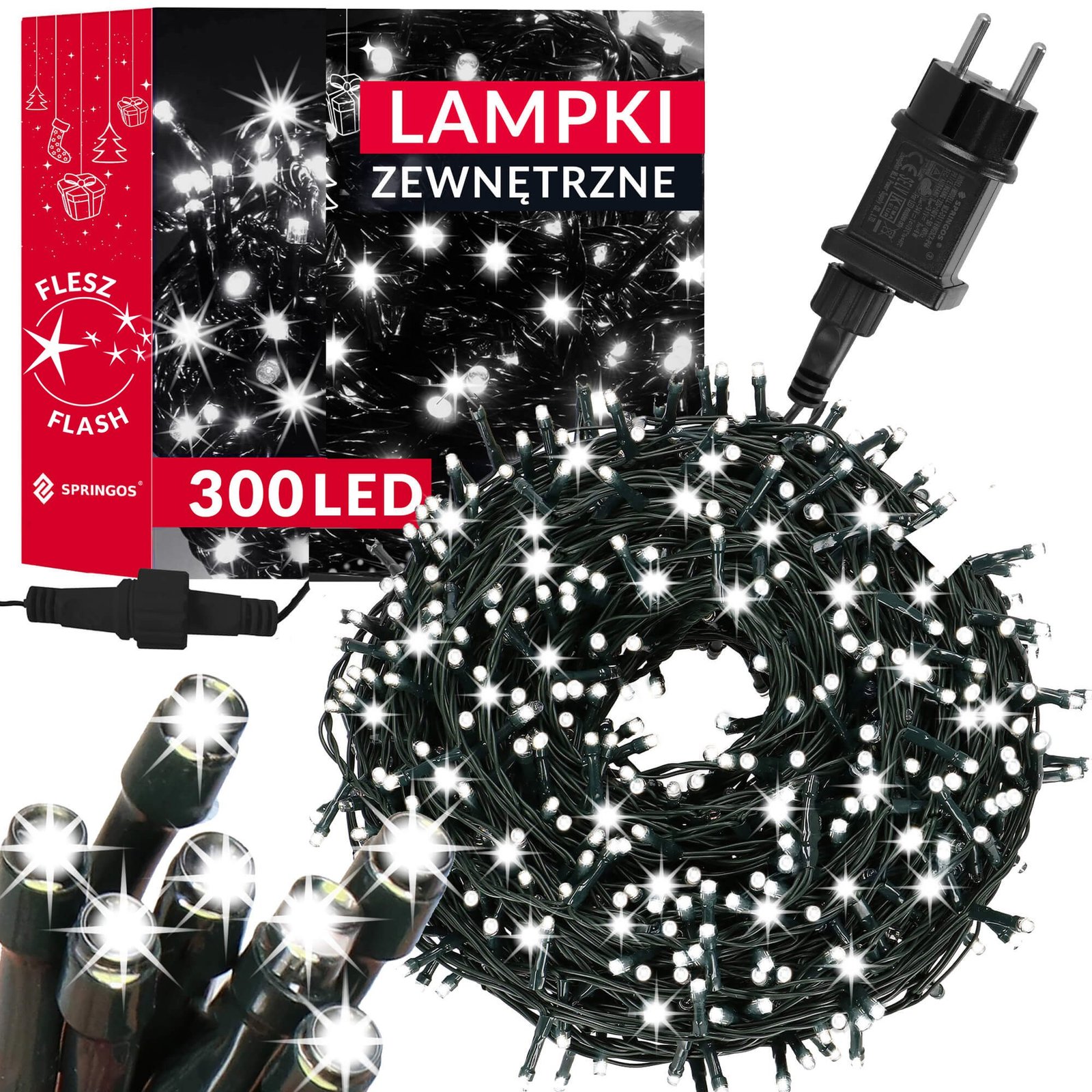 Springos lampice za bor Flash 300 LED hladno bijela