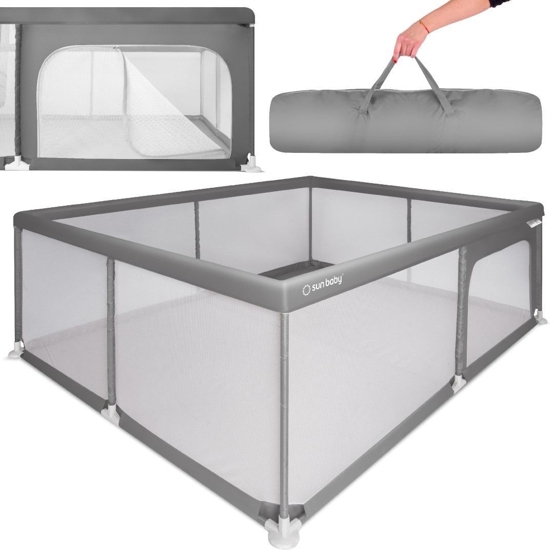 Veliko dječje igralište za igru u zatvorenom – 150 × 200 × 68 cm, sivo