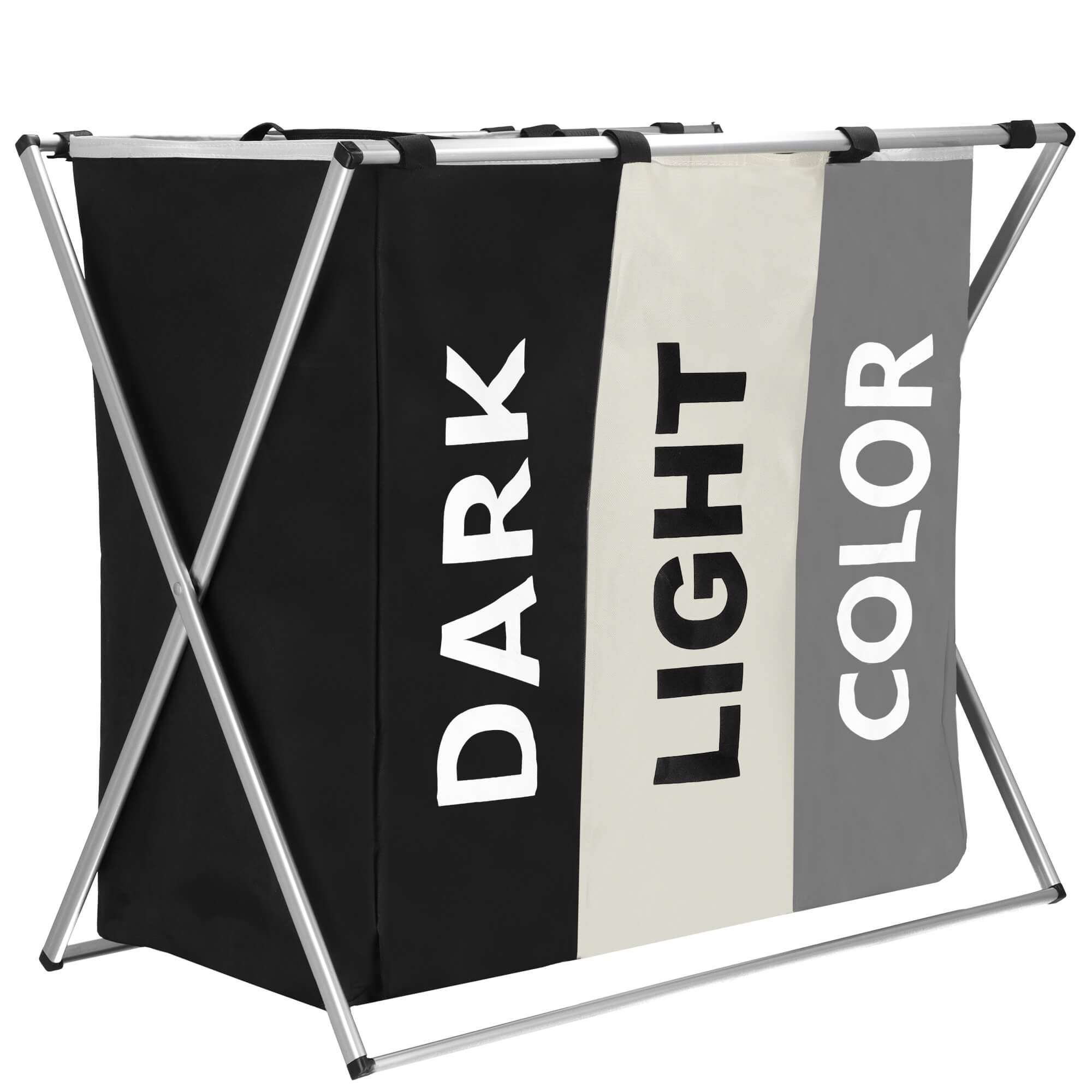 Košara za rublje s 3 odjeljka za sortiranje po bojama (tamno, svijetlo, šareno)