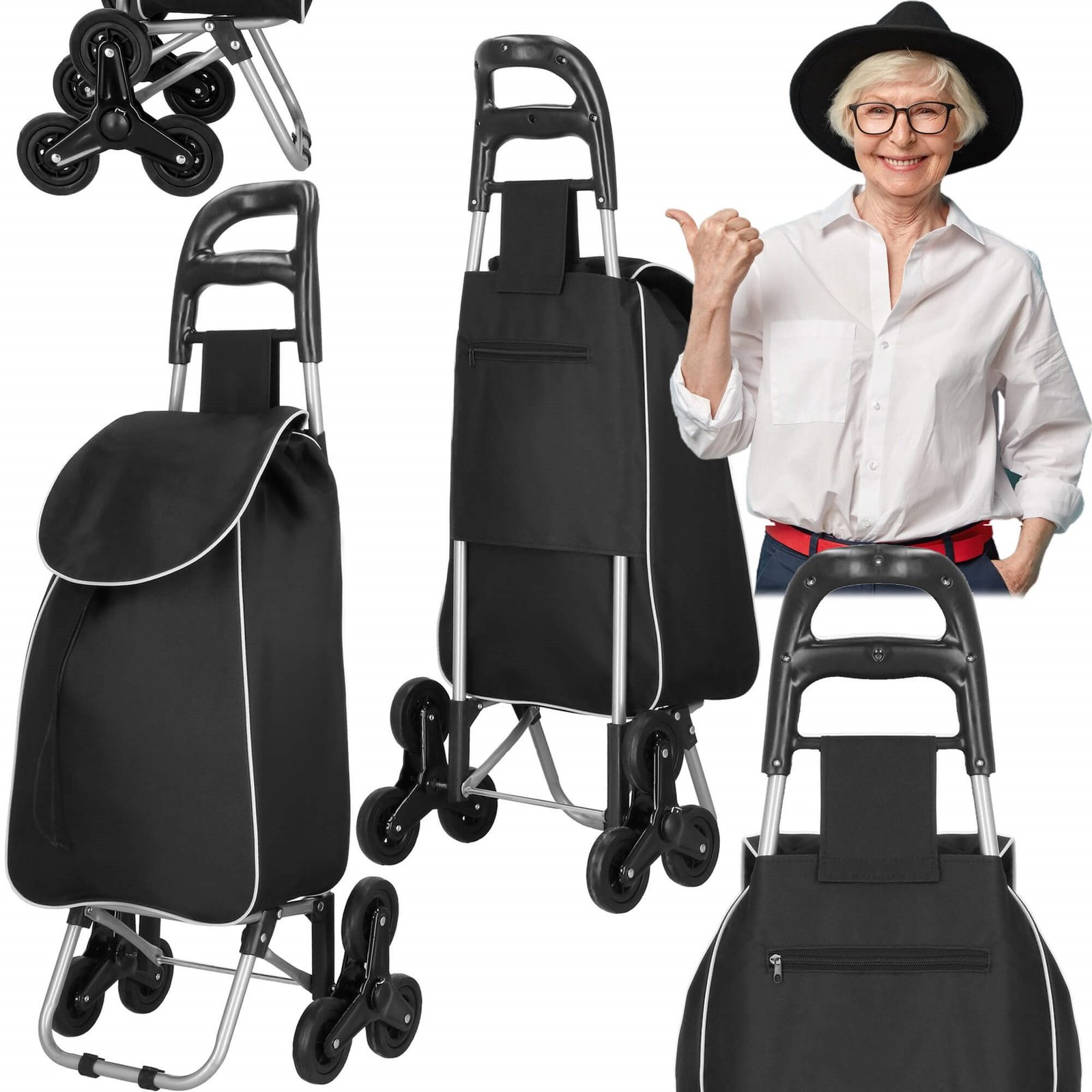 Springos kolica za kupovinu, crna