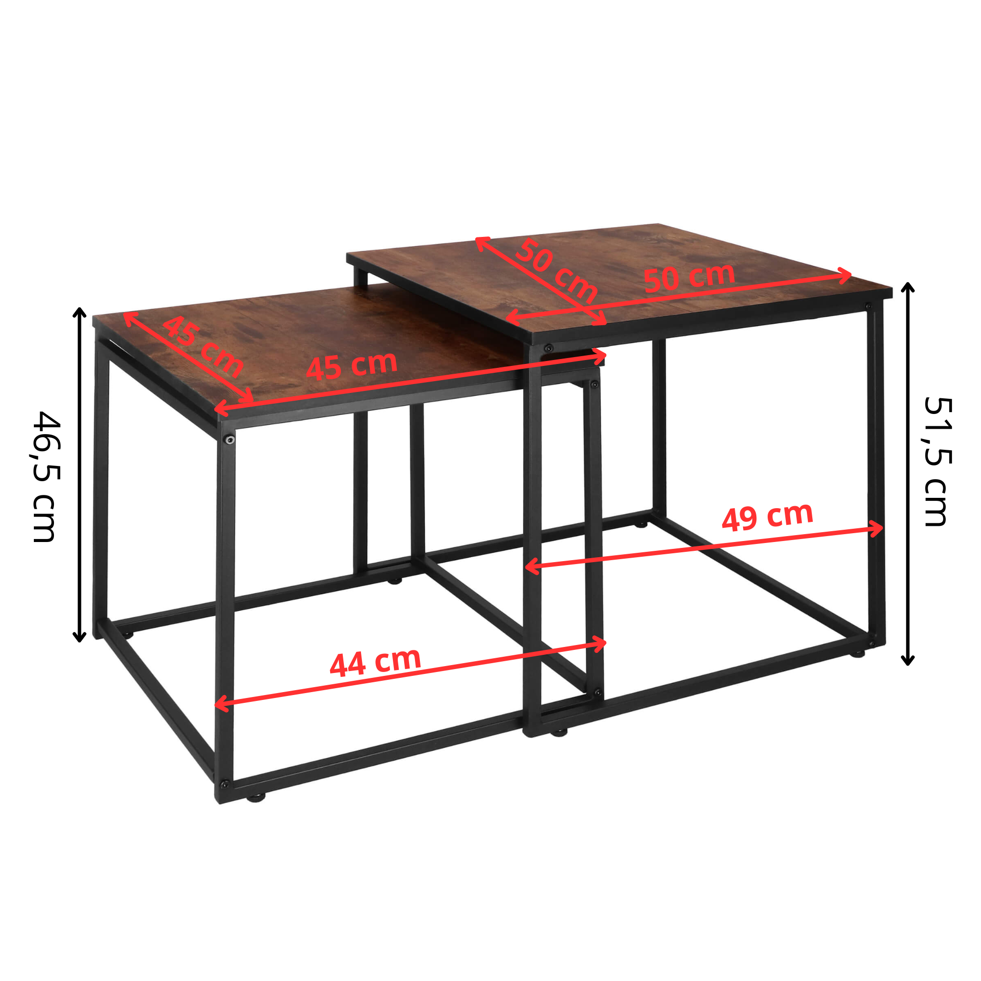 Springos set stolova za kavu, dimenzije 50 x 50 x 50 cm i 45 x 45 x 45 cm