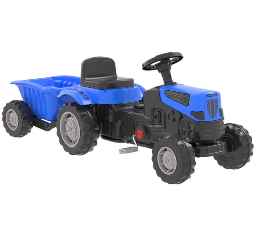 Traktor s prikolicom na pedale XXL plavi 143 cm