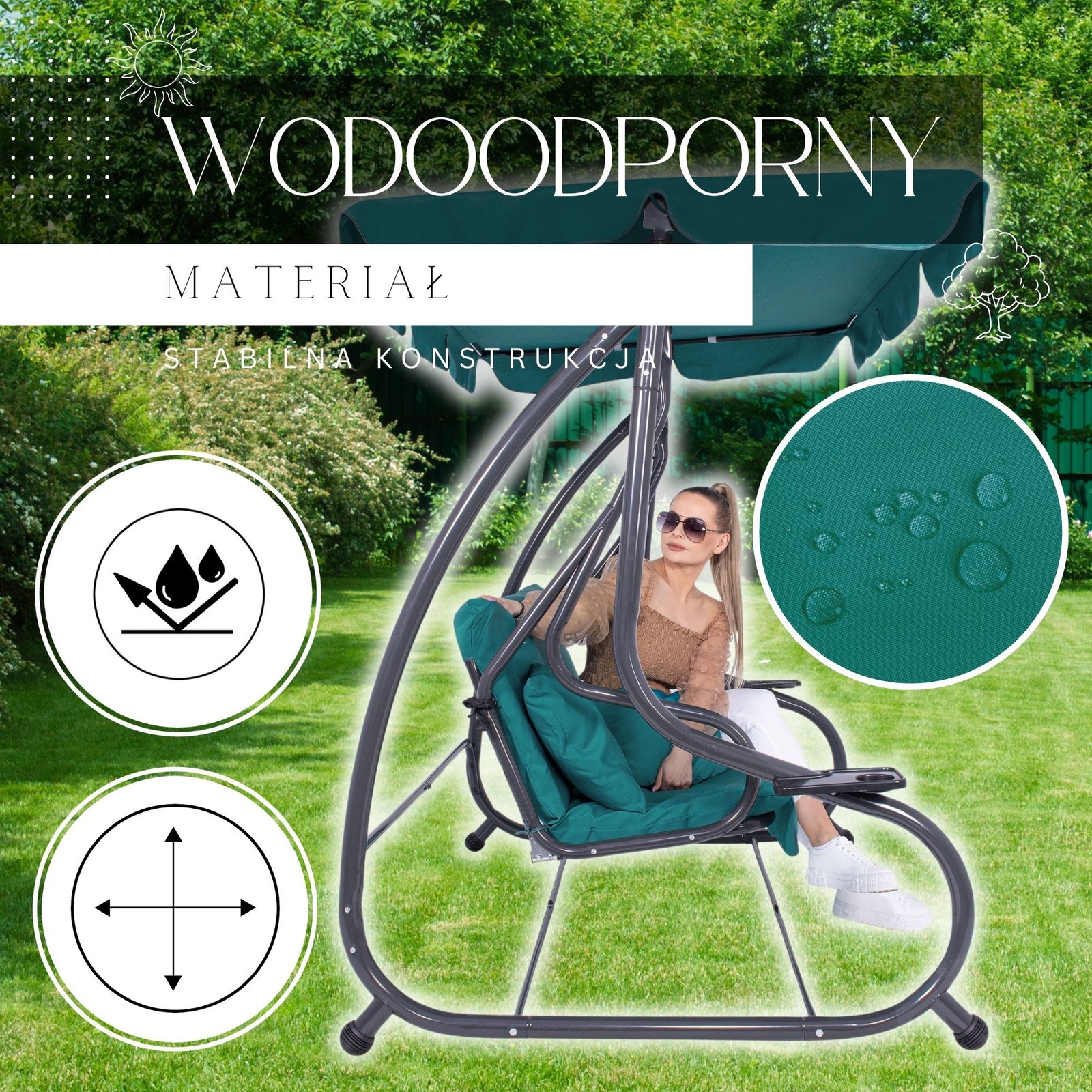 Vrtna ljuljačka Venezia, zelena