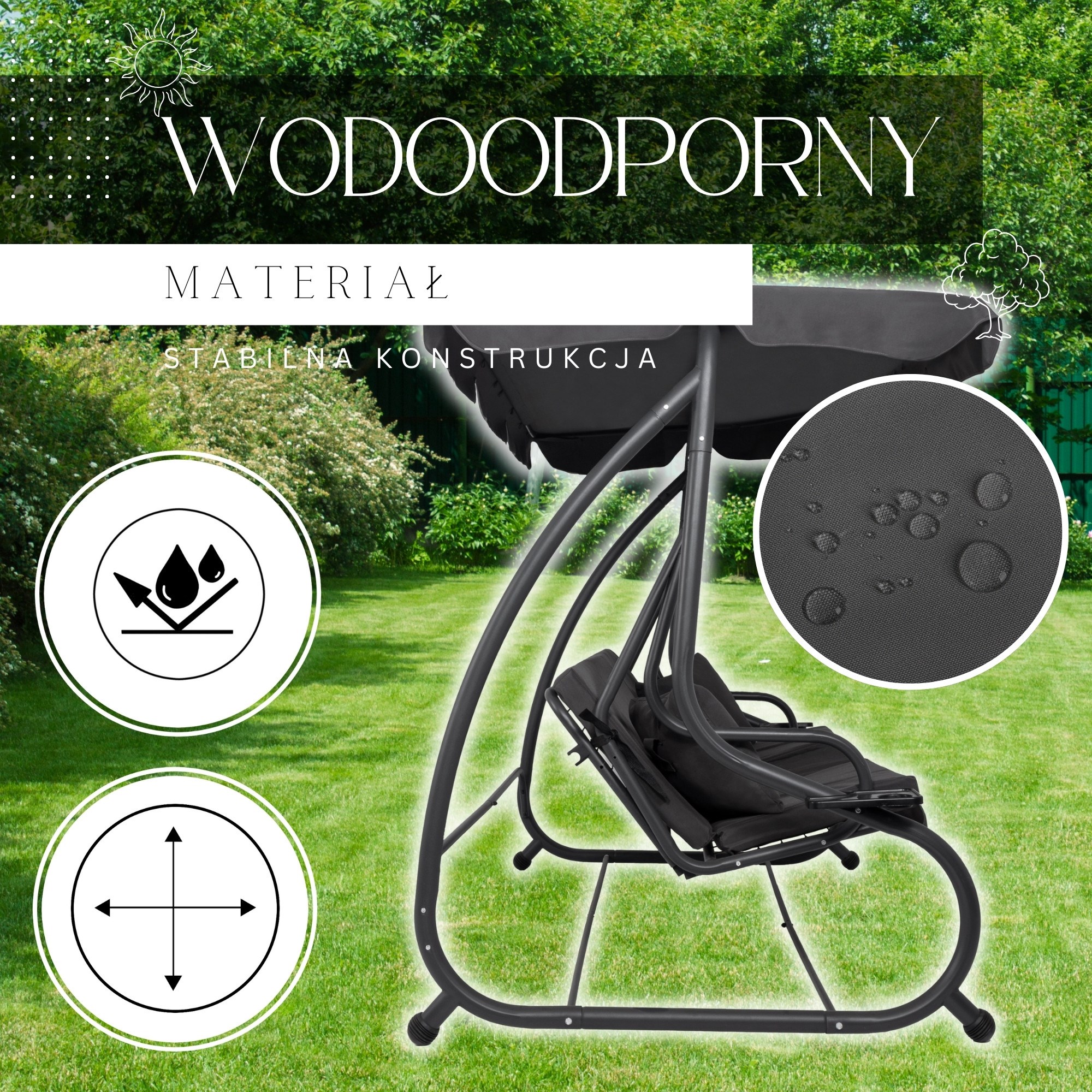 Vrtna ljuljačka, antracit siva