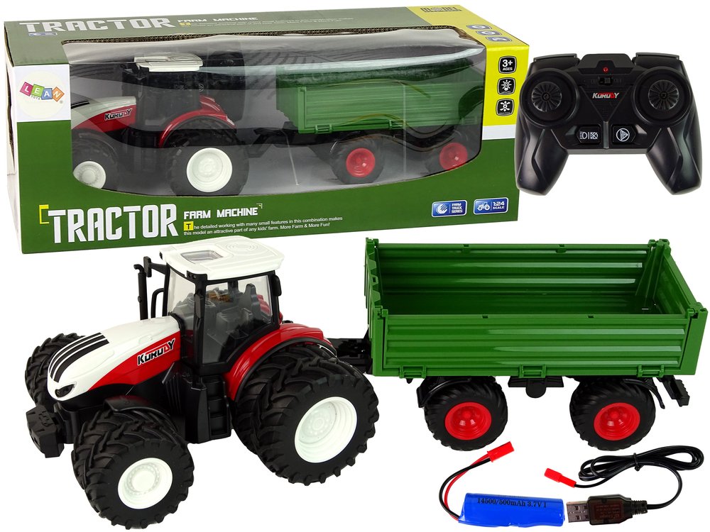 RC traktor s prikolicom 1:24 crveno-zeleni