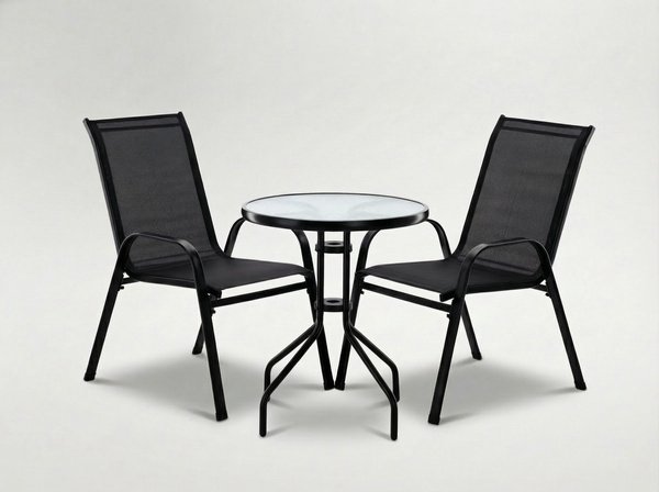 GardenLine set vrtnog stola + dvije stolice crni