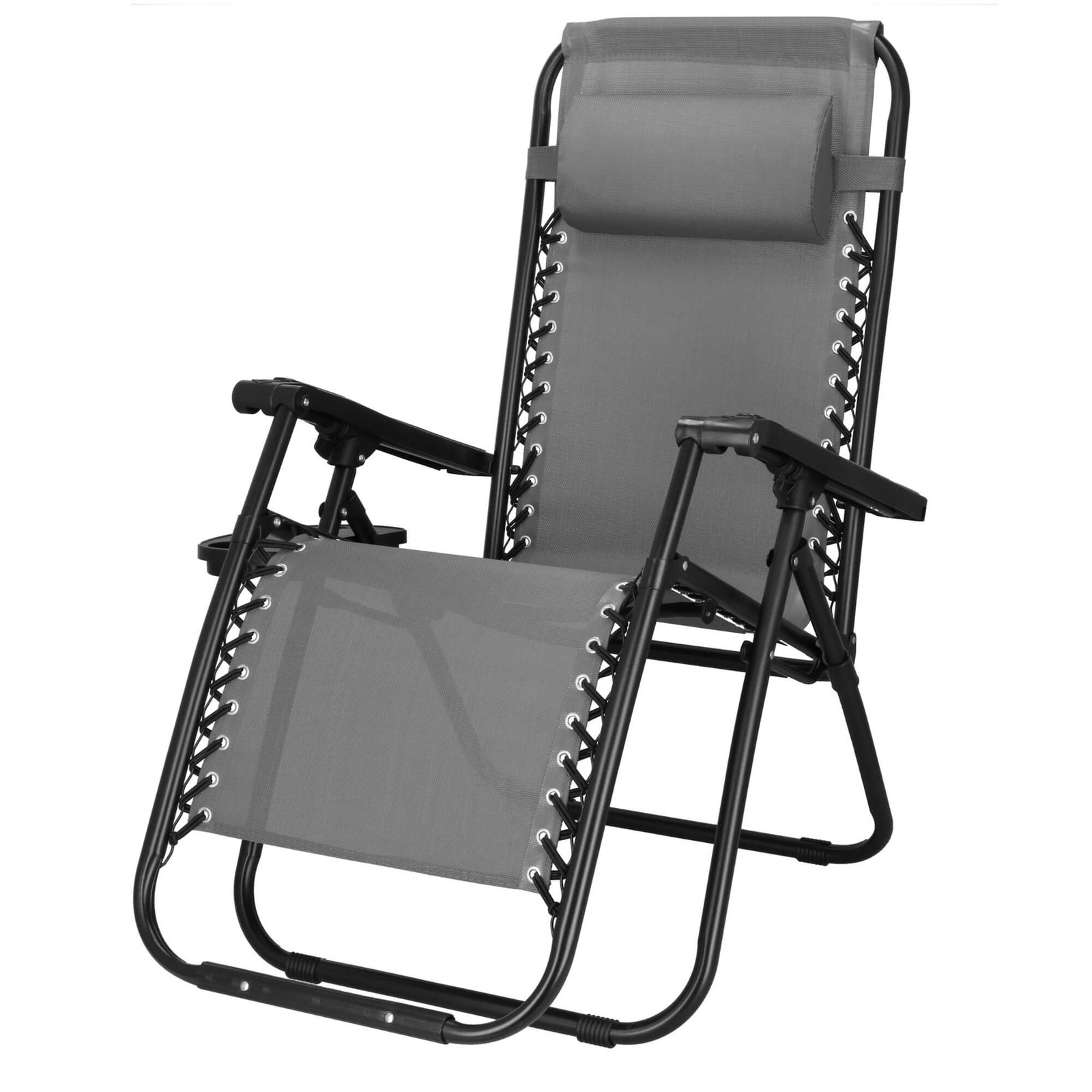 Springos vrtna ležaljka nulte gravitacije s naslonom za glavu, tamno siva