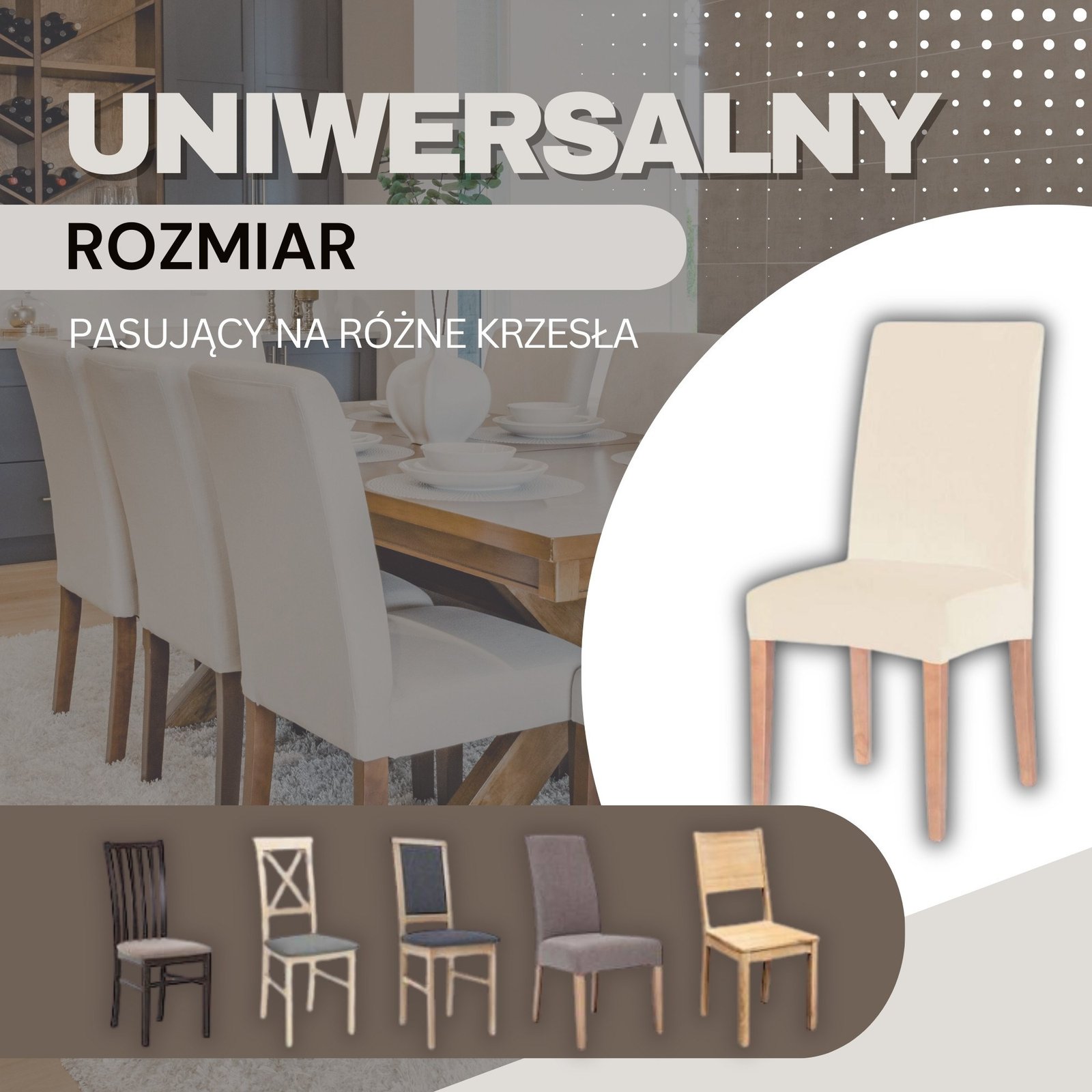 Navlaka za stolicu od SPANDEXA, bež