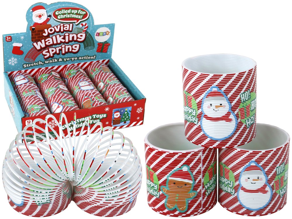 Spiralna opruga s božićnim detaljima 6 cm bijelo-crvena