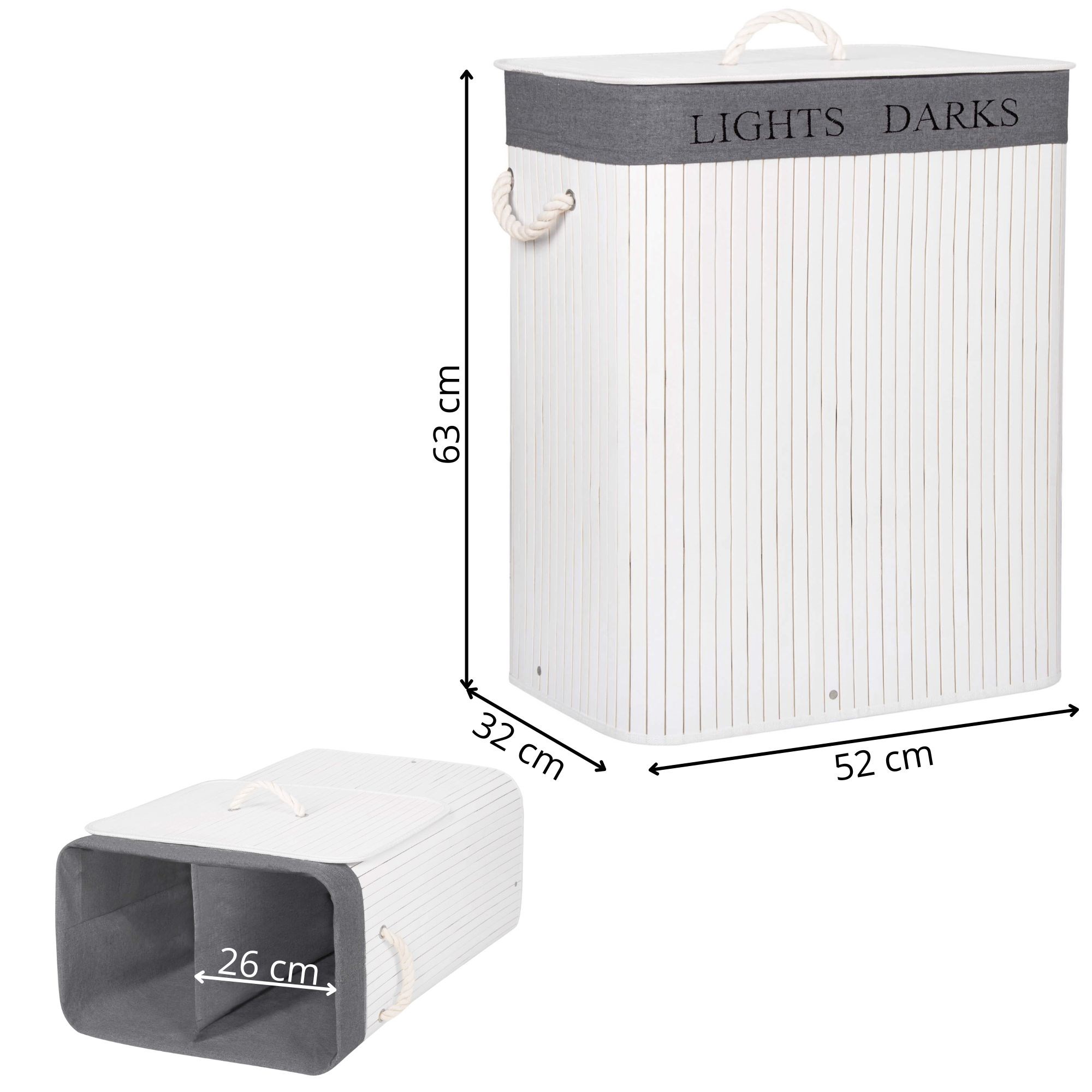 Košara za rublje od bambusa, bijela