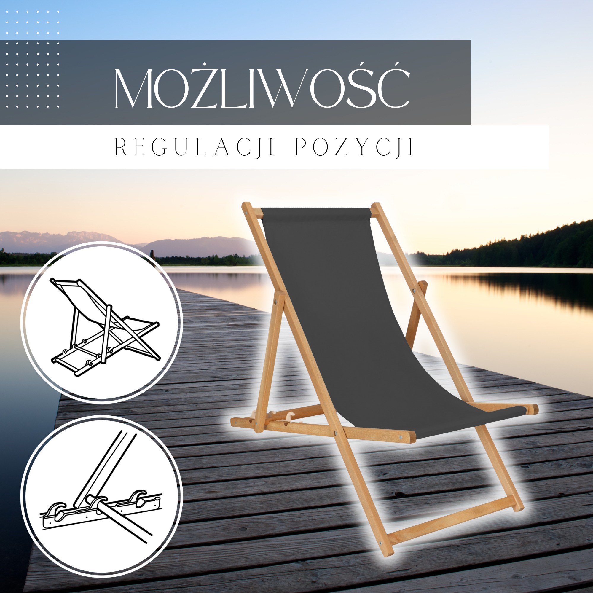 Drvena sklopivna ležaljka impregnirana grafitna