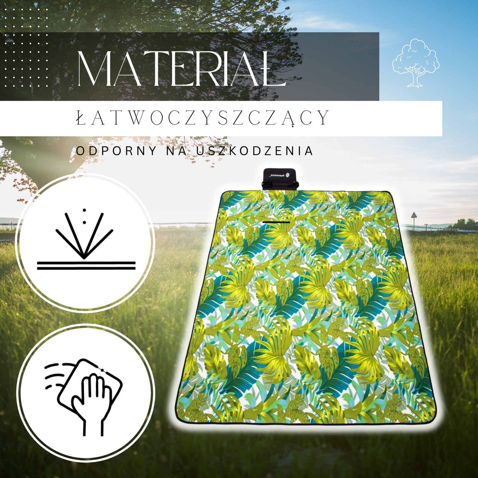 Sklopiva deka za piknik 200 x 200 cm zelena