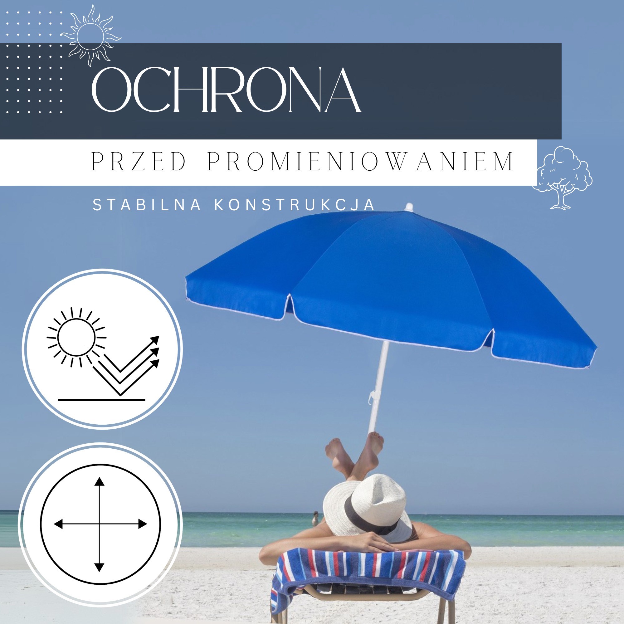 PLAVI SUNCOBRAN ZA PLAŽU 240 CM SPRINGOS