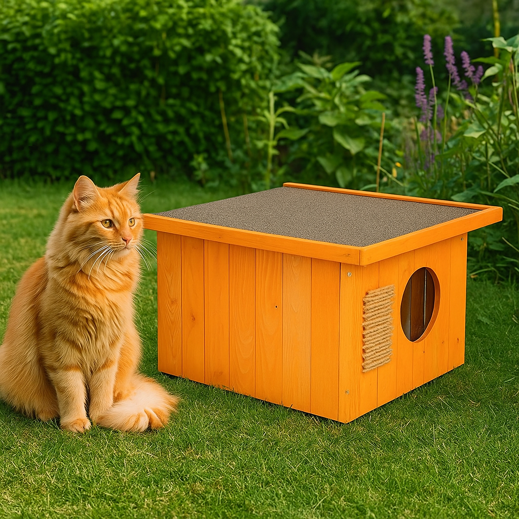 Kućica za mačke, boja tikovine