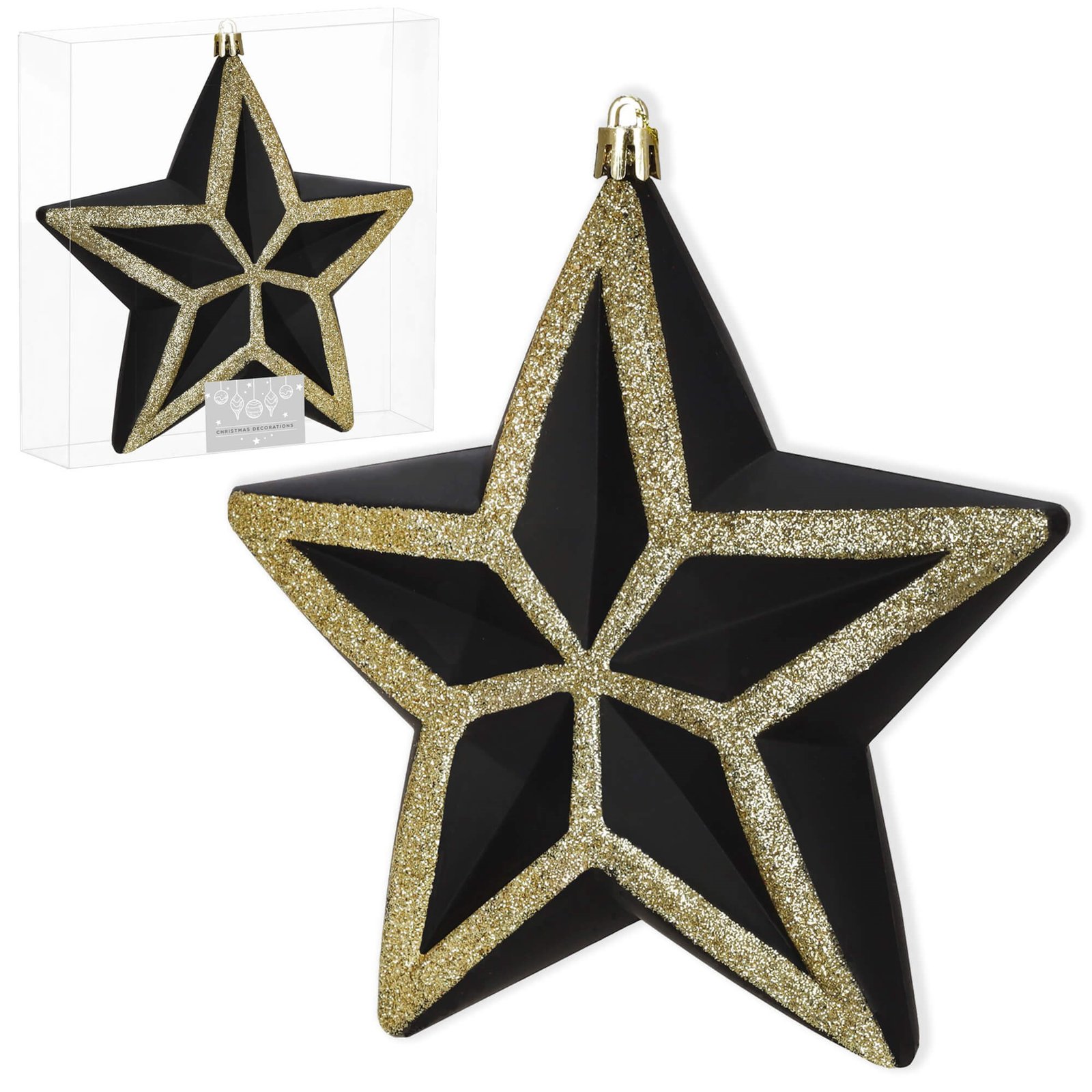 Božićni ukras zvijezda 15 cm zlatna, crna