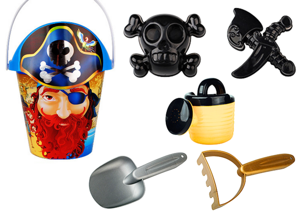 Gusarski set pijeska, kanta, kanta za zalijevanje, cjedilo, set od 6 komada.