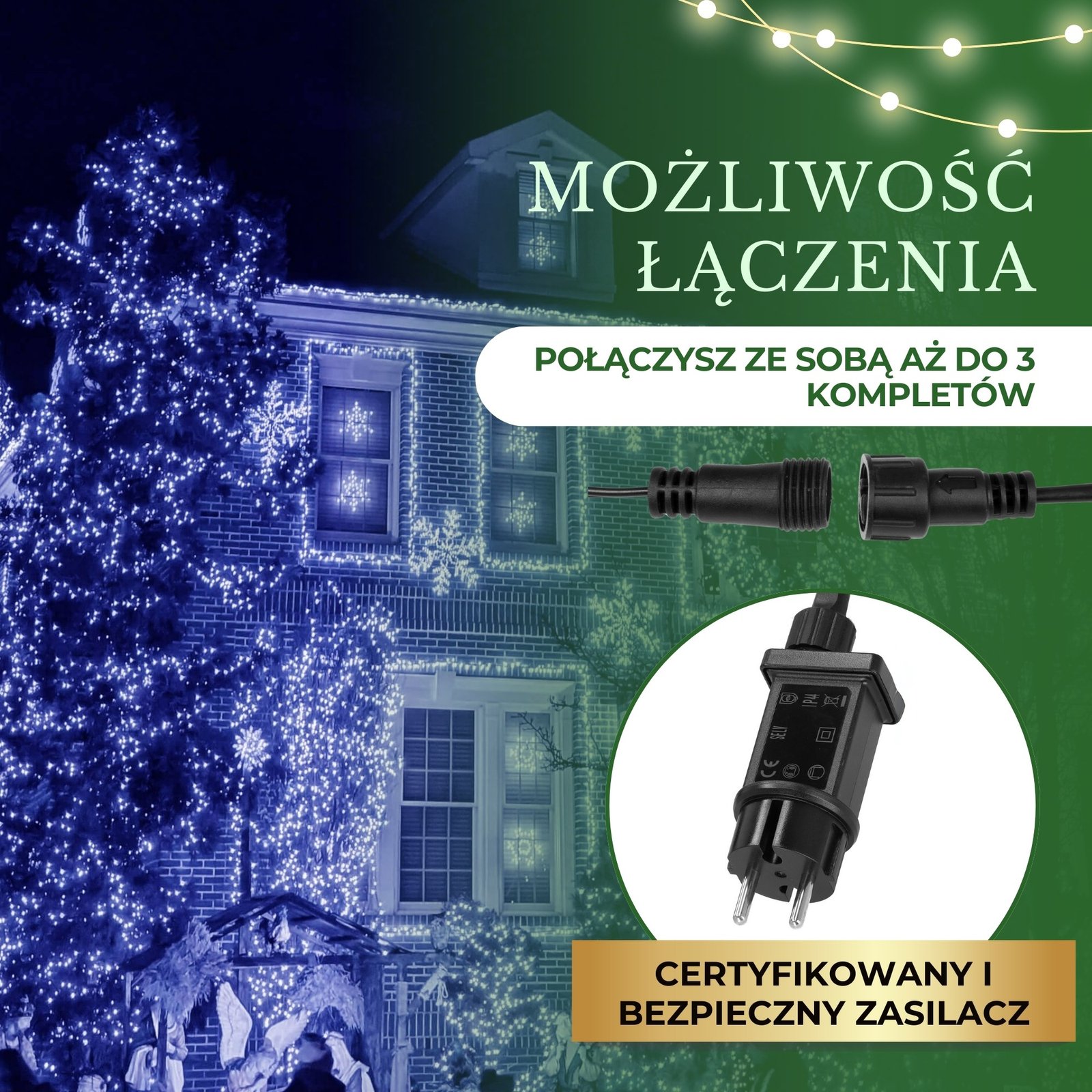 Božićne LED lampice 500 kom, plava