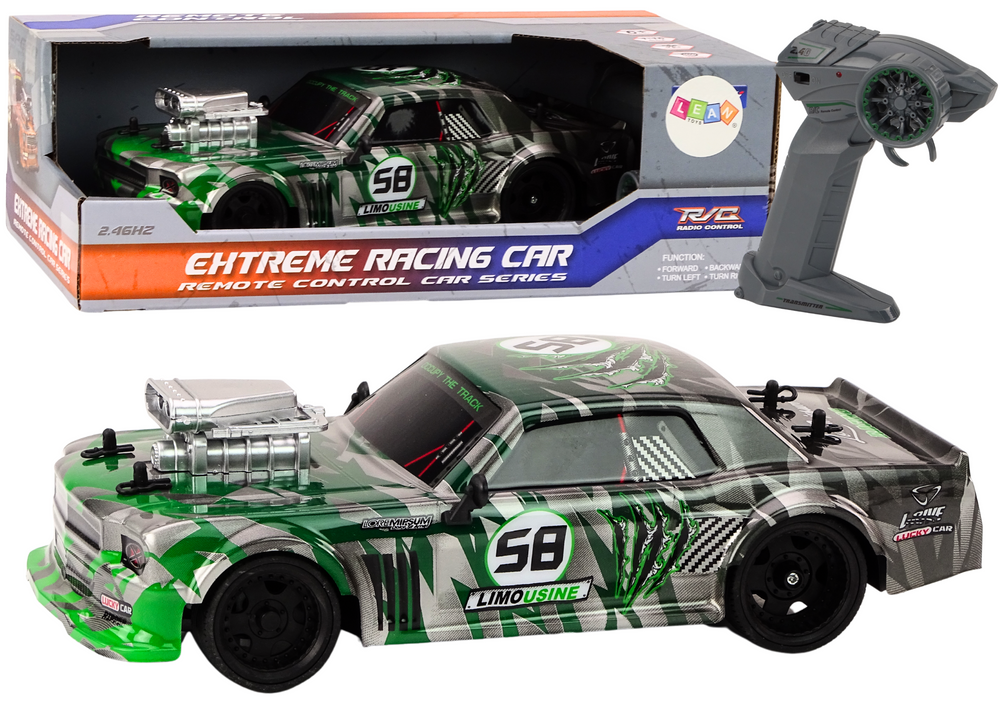 Automobil na daljinsko upravljanje 1:16 Drift gumeni kotači zeleni