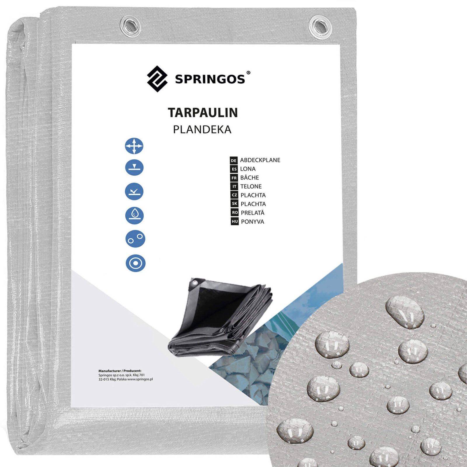 Cerada protiv kiše – siva/crna 3 × 5 m