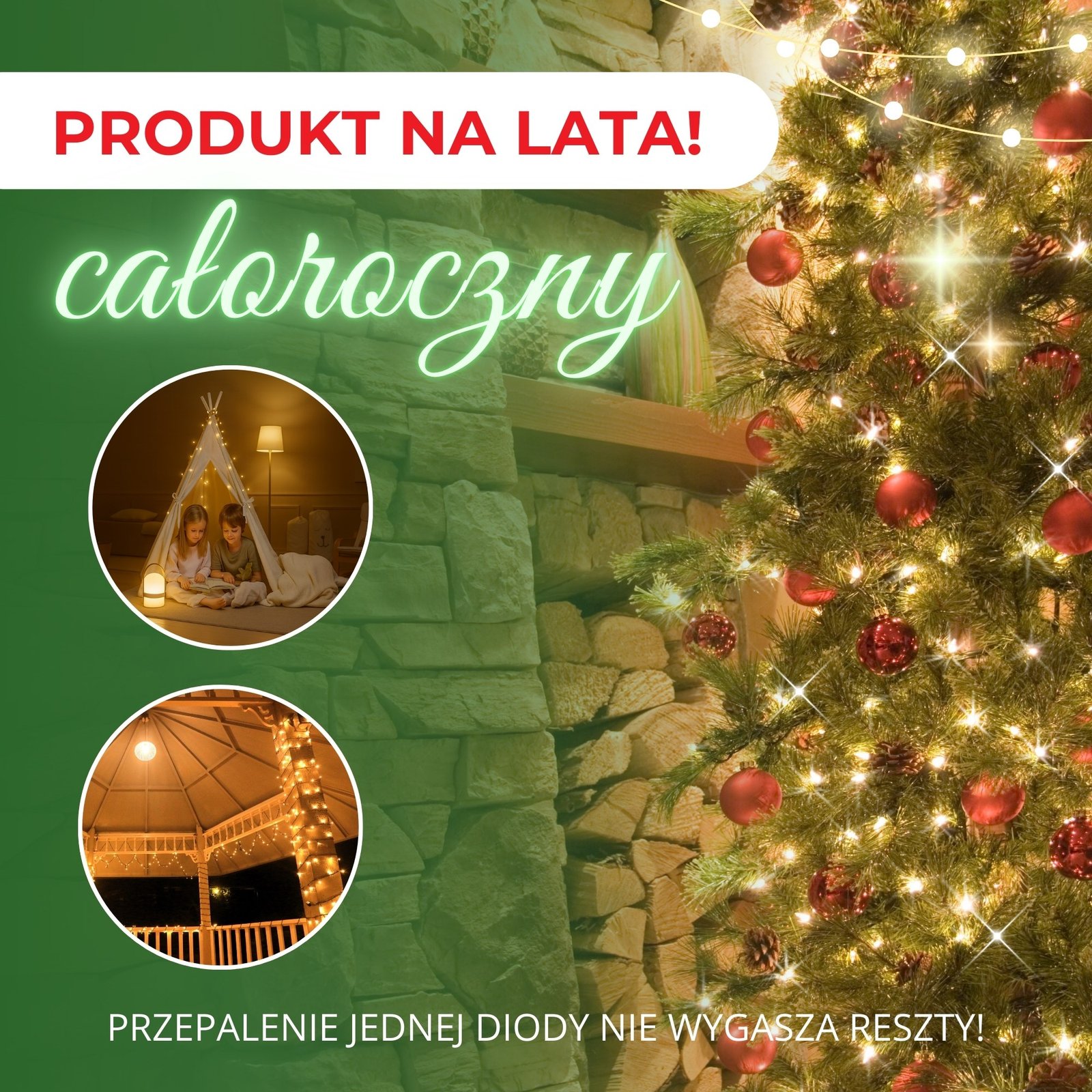 Božićne LED lampice s flash efektom – 300 lampica, toplo bijela + hladno bijeli bljesak