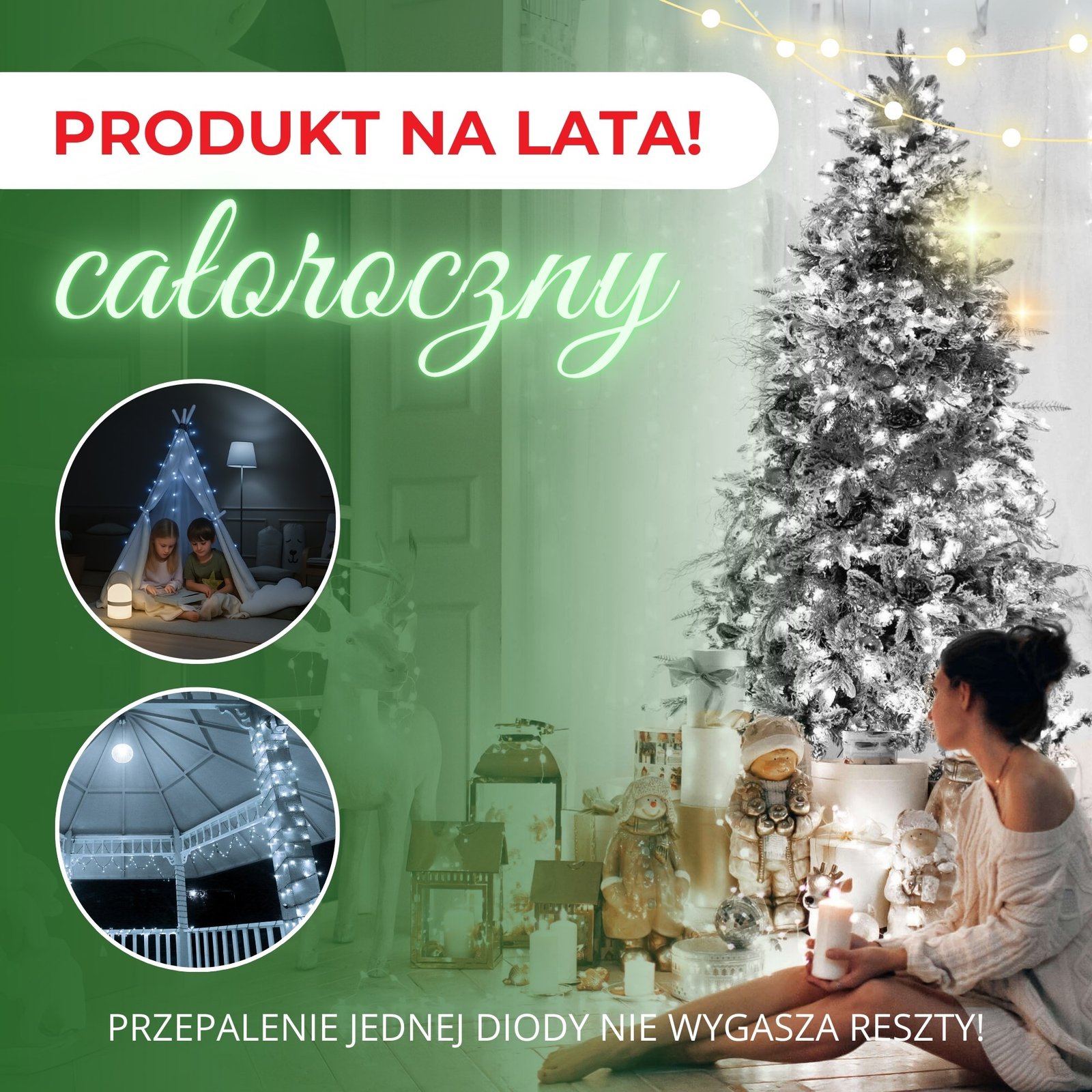 Božićne LED lampice – 500 lampica, hladno bijela