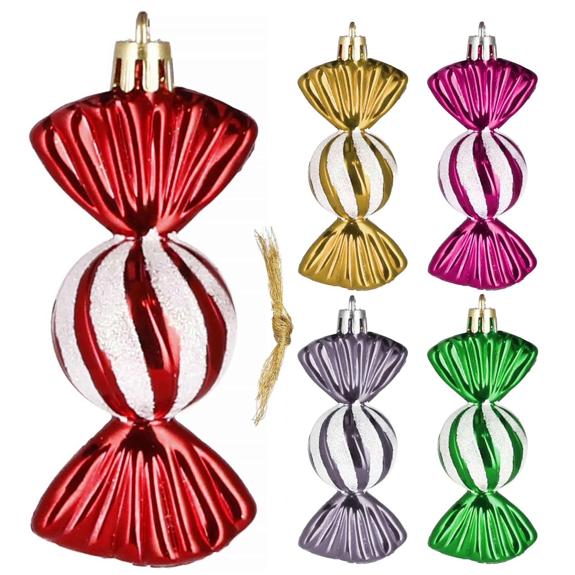 Božićne kuglice 6 cm – set od 5 komada, bomboni
