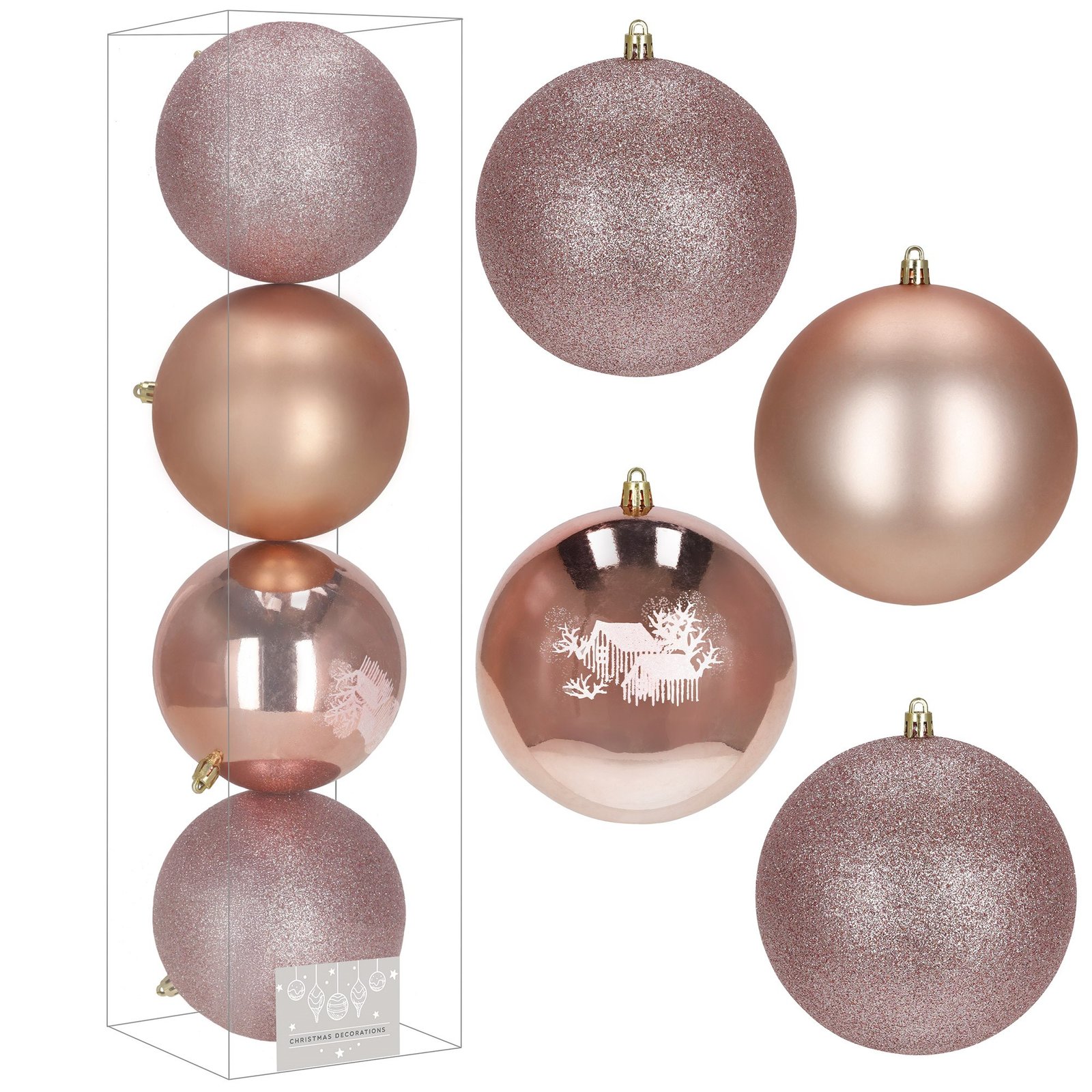 Božićne kuglice 12 cm – set 4 komada roze