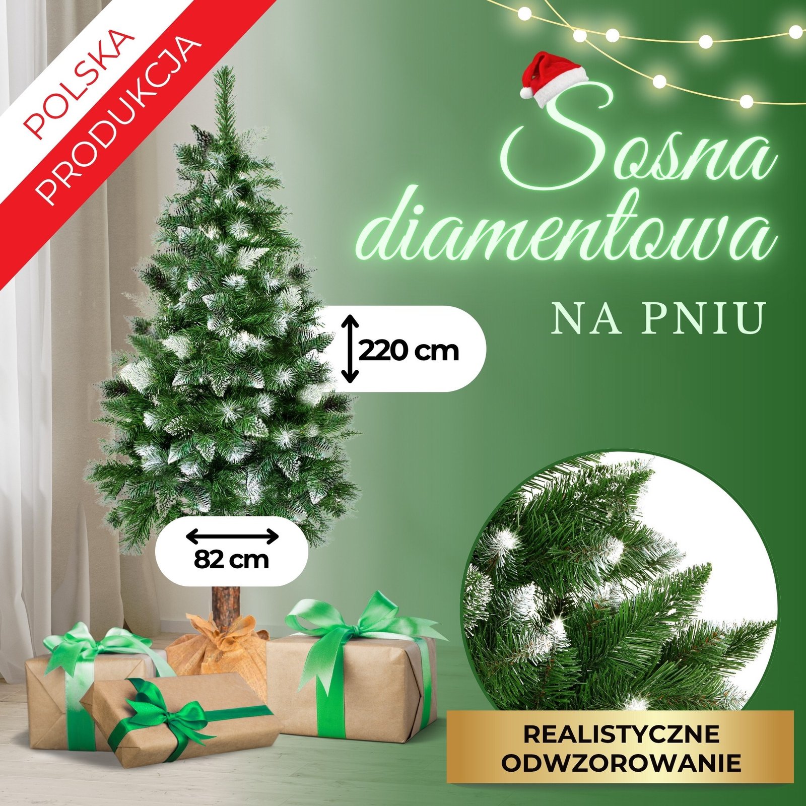 Umjetno božićno drvce – dijamantni bor na panju 220 cm