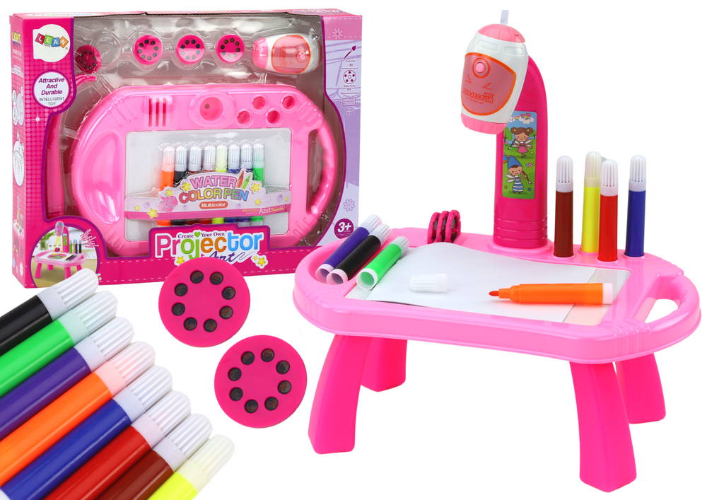 Projektor za crtanje sa stolićem roza
