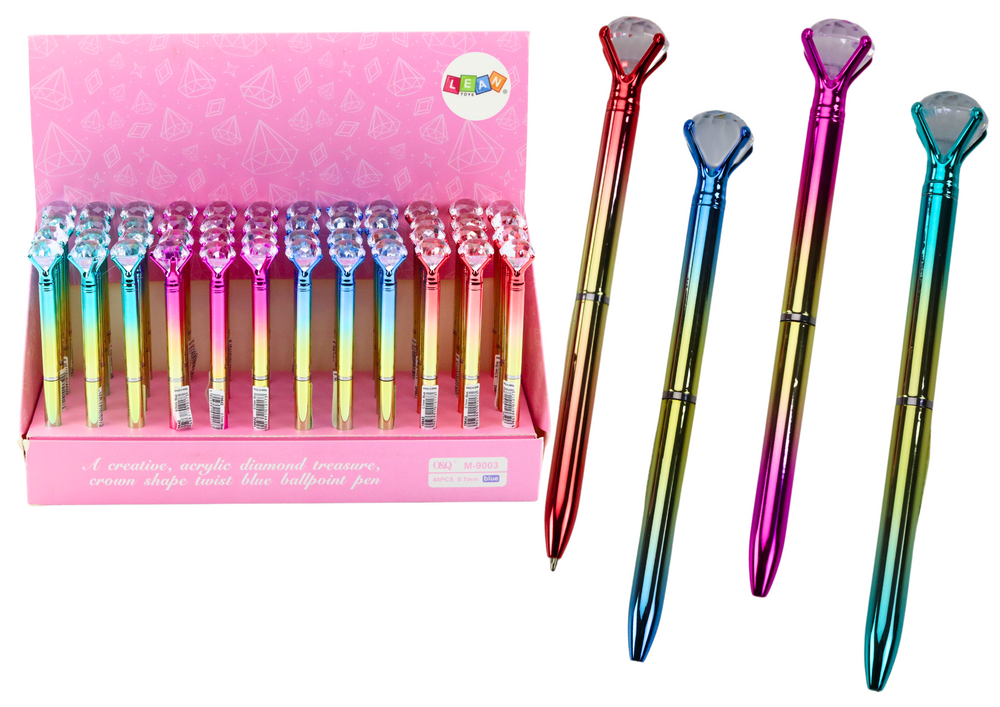 Dijamantna kemijska olovka sjajne zlatne boje plavi uložak 0,7 mm Mix