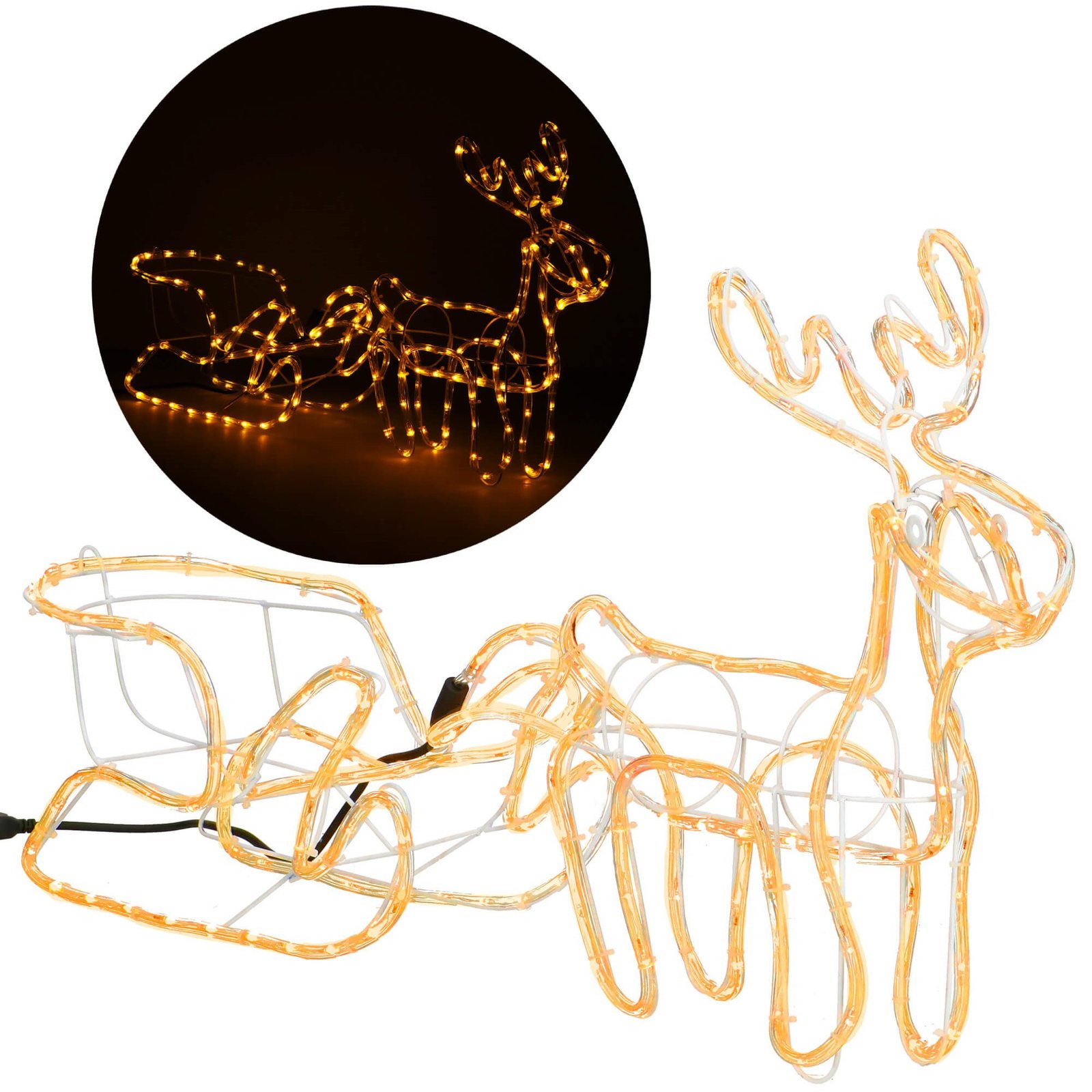 Springos svjetlosni jelen s saonicama , 192 LED, toplo bijela