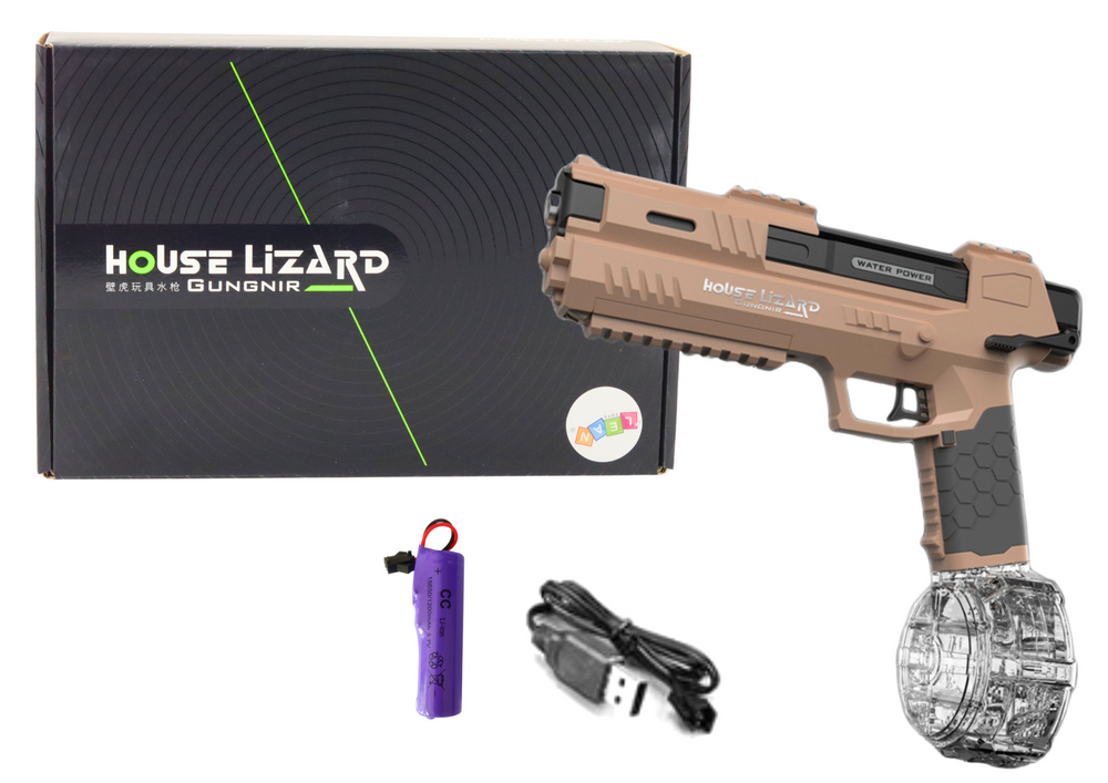 Smeđi prozirni spremnik s automatskim pištoljem za vodu