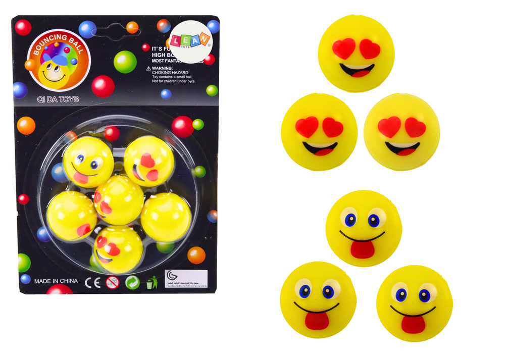 Emoji set žutih gumenih loptica od 6 komada
