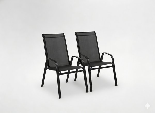 Set od 2 čelične vrtne stolice 54 × 70 × 92 cm – crna boja