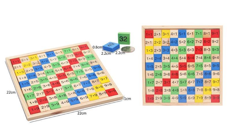 Šarene drvene kockice za učenje tablice množenja