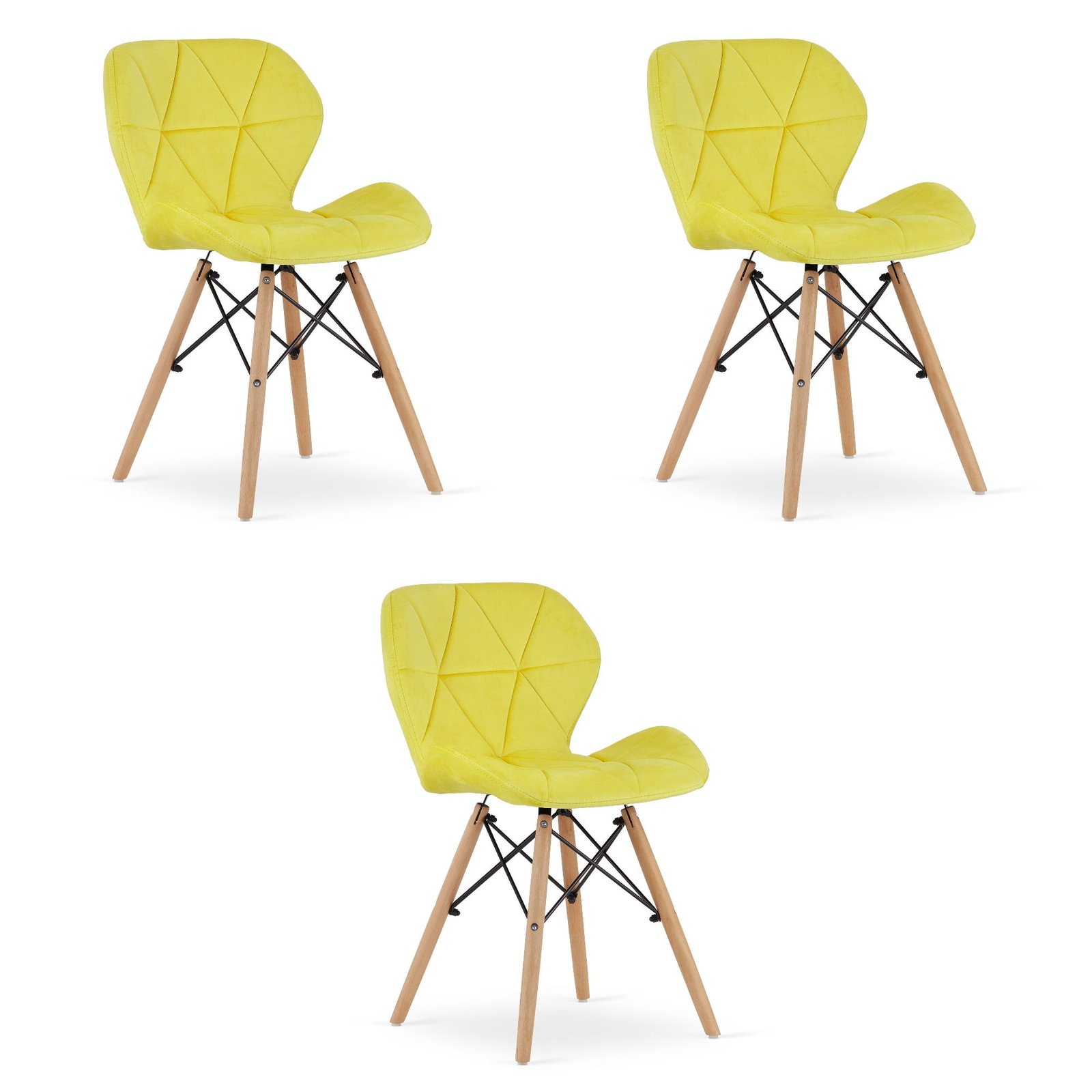 Set od 3 stolice LAGO – žuti baršun