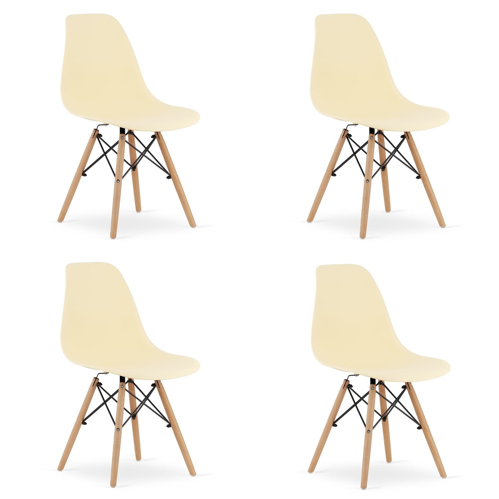 Set od 4 stolice OSAKA – krem tkanina, prirodne drvene noge