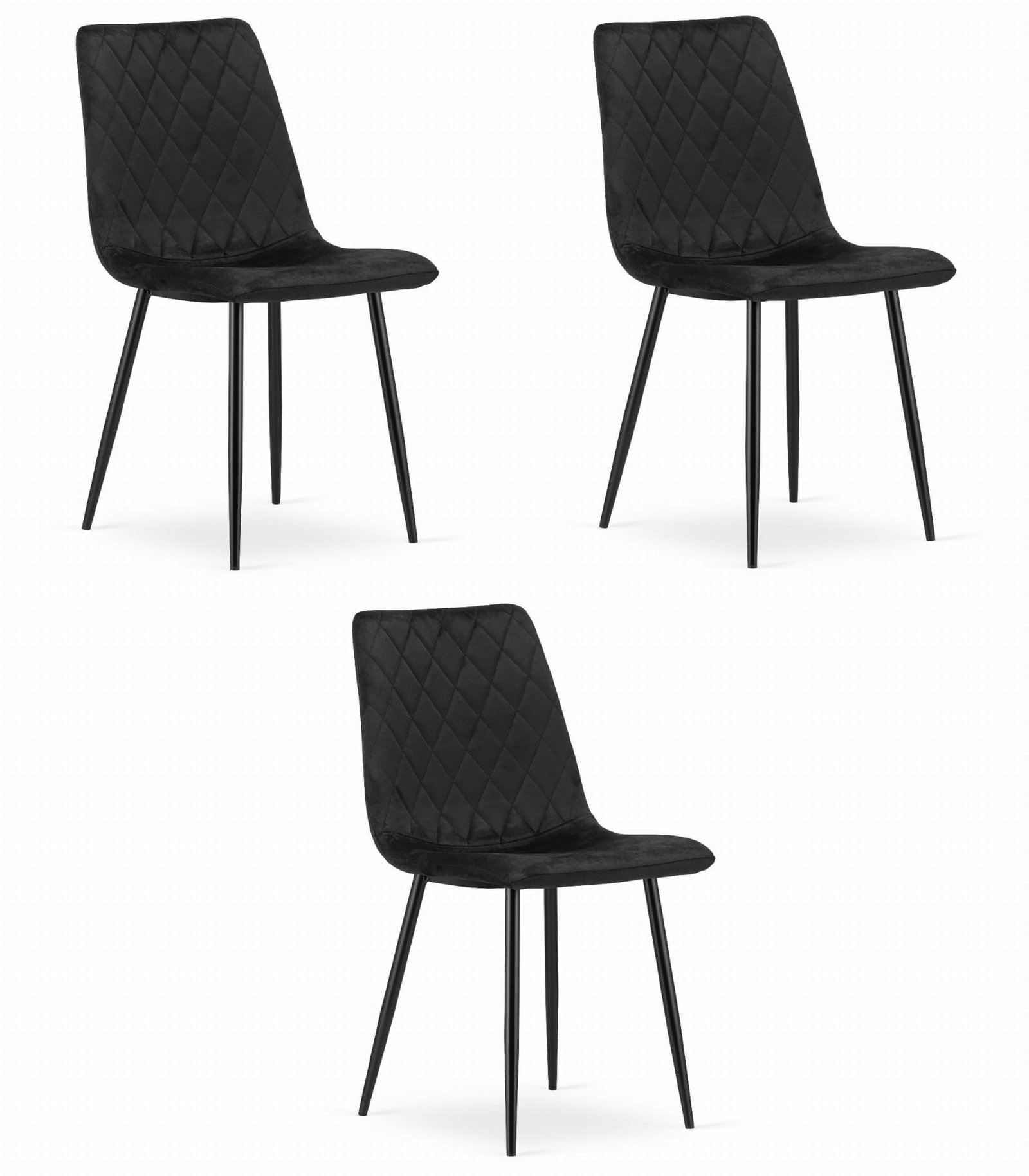 Set od 3 TURIN stolca – crni baršun