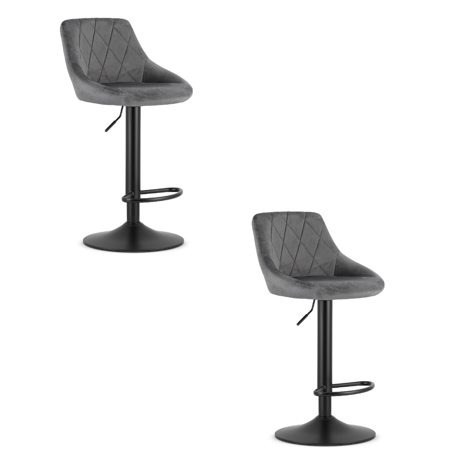 Barska stolica KAST - siva baršunasta / crna baza x 2