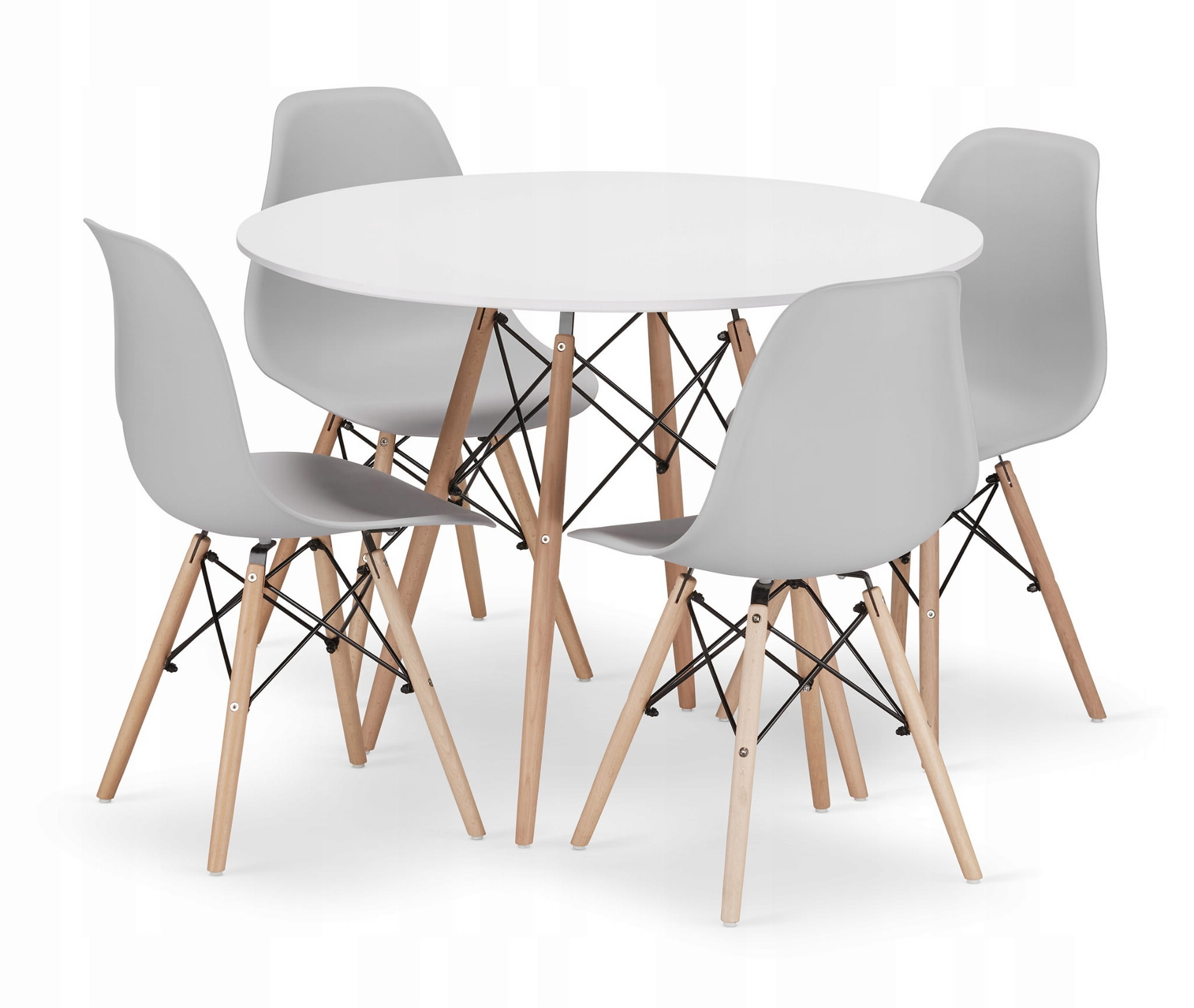 Okrugli stol TODI 100 bijeli + 4 stolice OSAKA sive