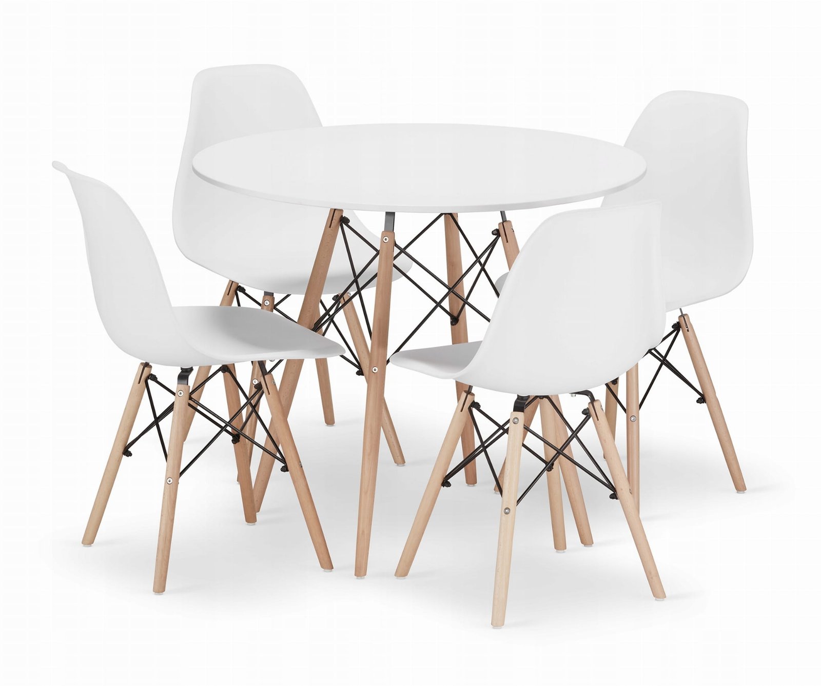 Okrugli stol TODI 90 bijeli + 4 stolice OSAKA bijele boje