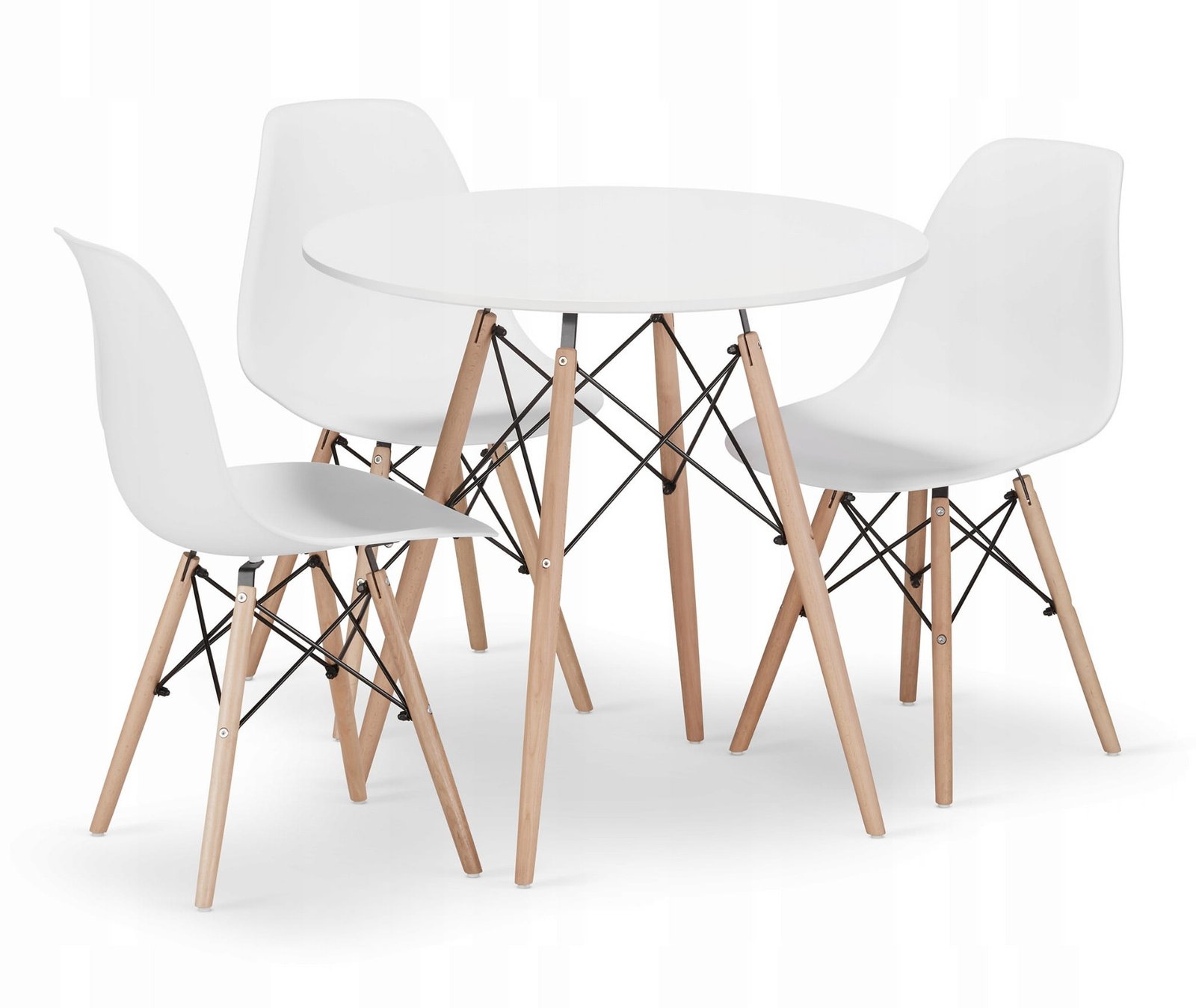 Okrugli stol TODI 80 bijeli + 3 stolice OSAKA bijele boje