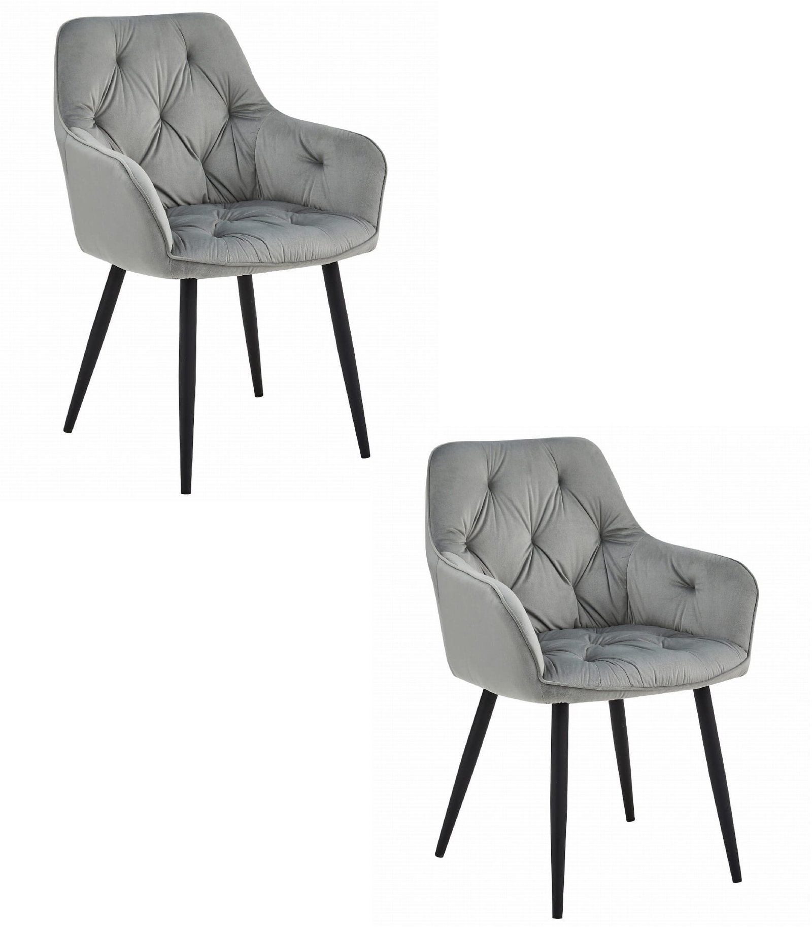 JORK stolica - srebrno sivi baršun / crne noge x 2