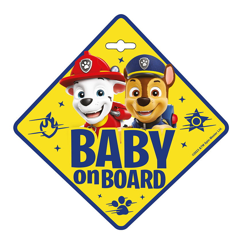 Znak Baby on board Paw patrol žuto-plavi