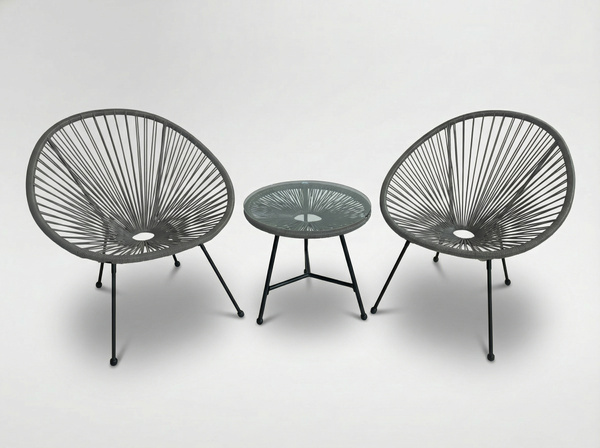 Vrtni set namještaja (2 stolice + stol) – siva boja